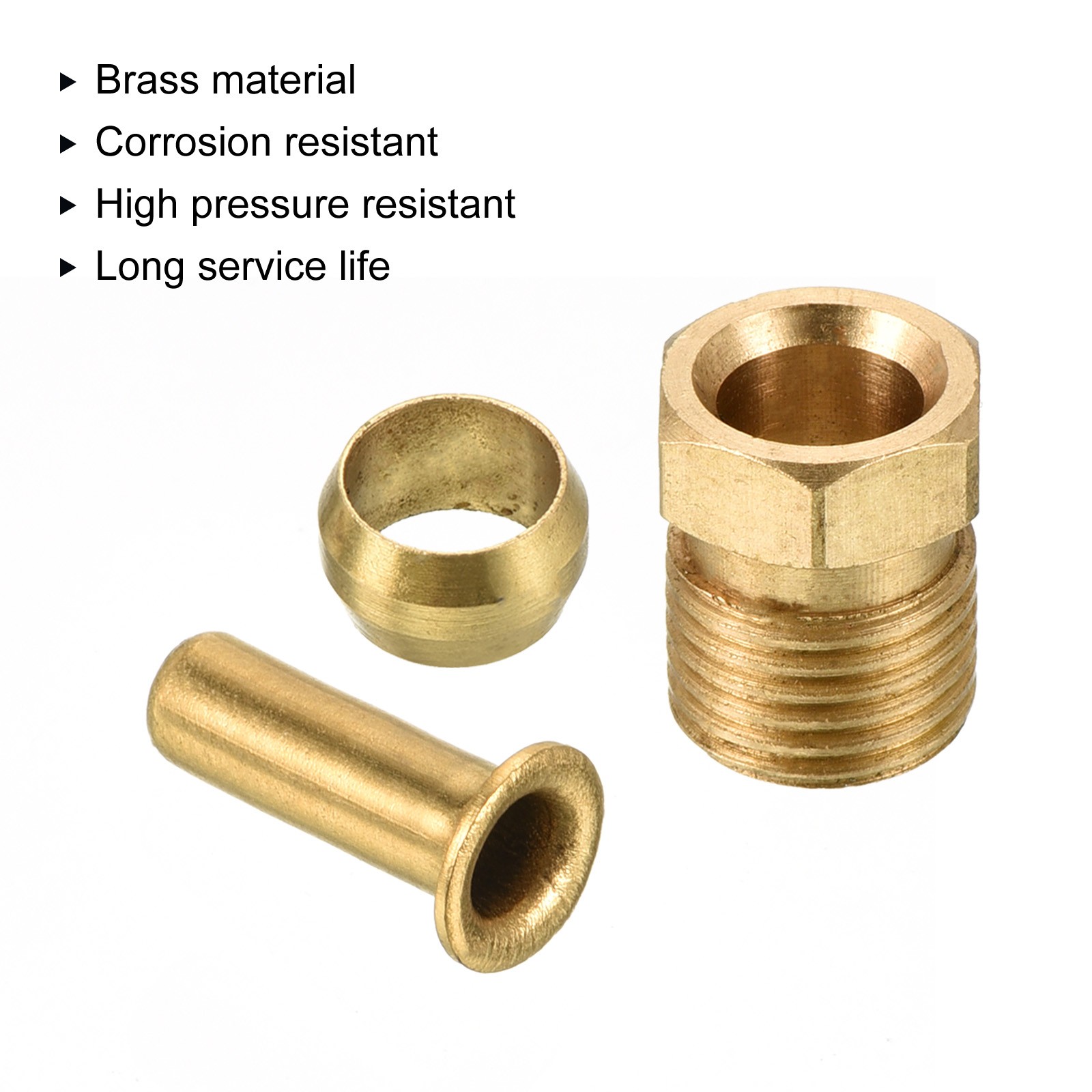 4mm ID 6mm OD Tube Brass Compression Kit 2 Set, Sleeve Ferrule & Insert & Nut