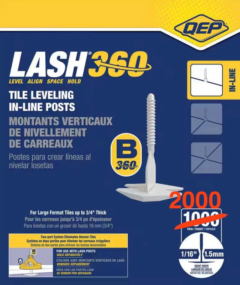 QEP Lash 360 1/16 In. Tile Leveling In-line Stems Spacer (2000-pack)