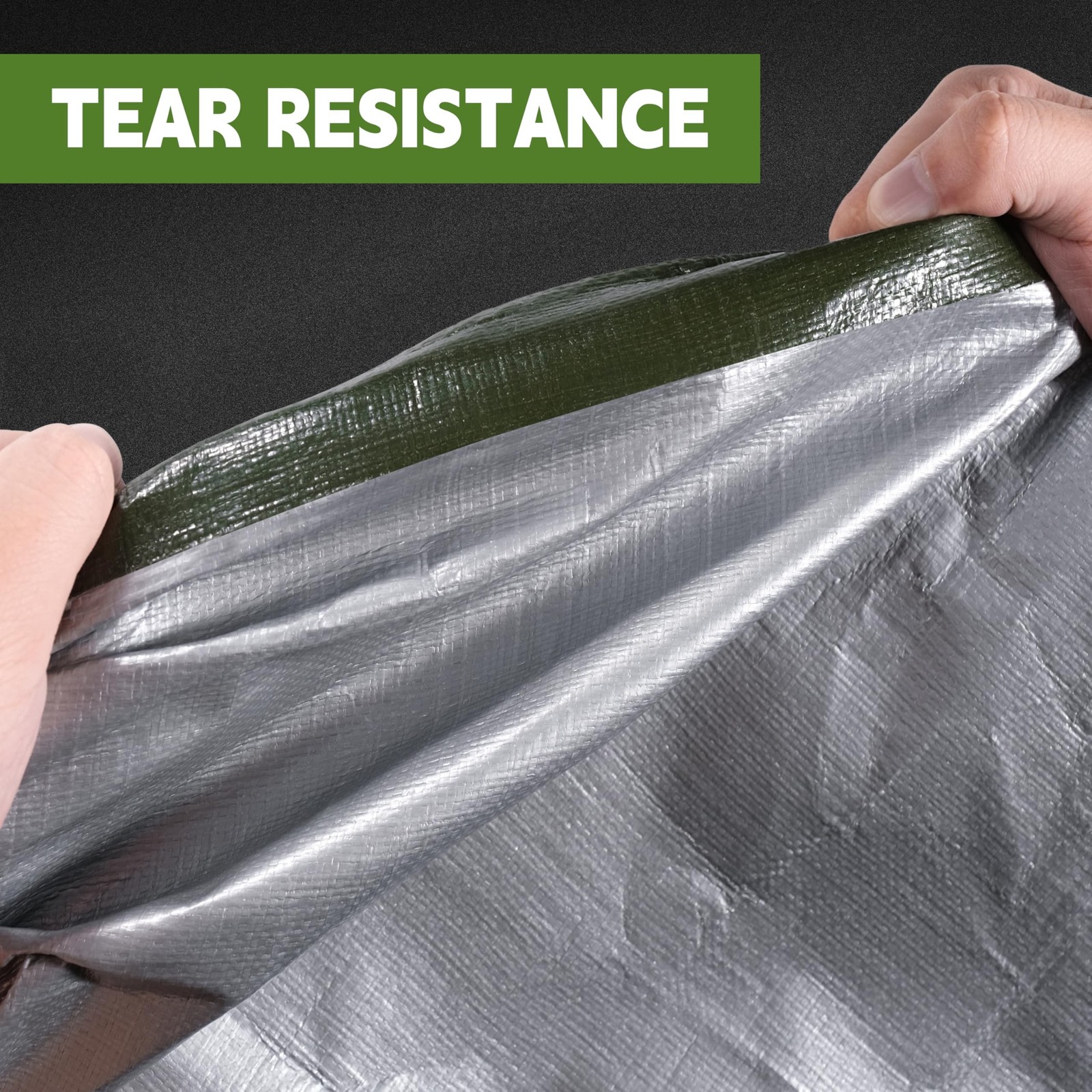 20x30Ft Waterproof Tarp 12mil UV Resistant Tear-Proof Green&Silver Green/Silver