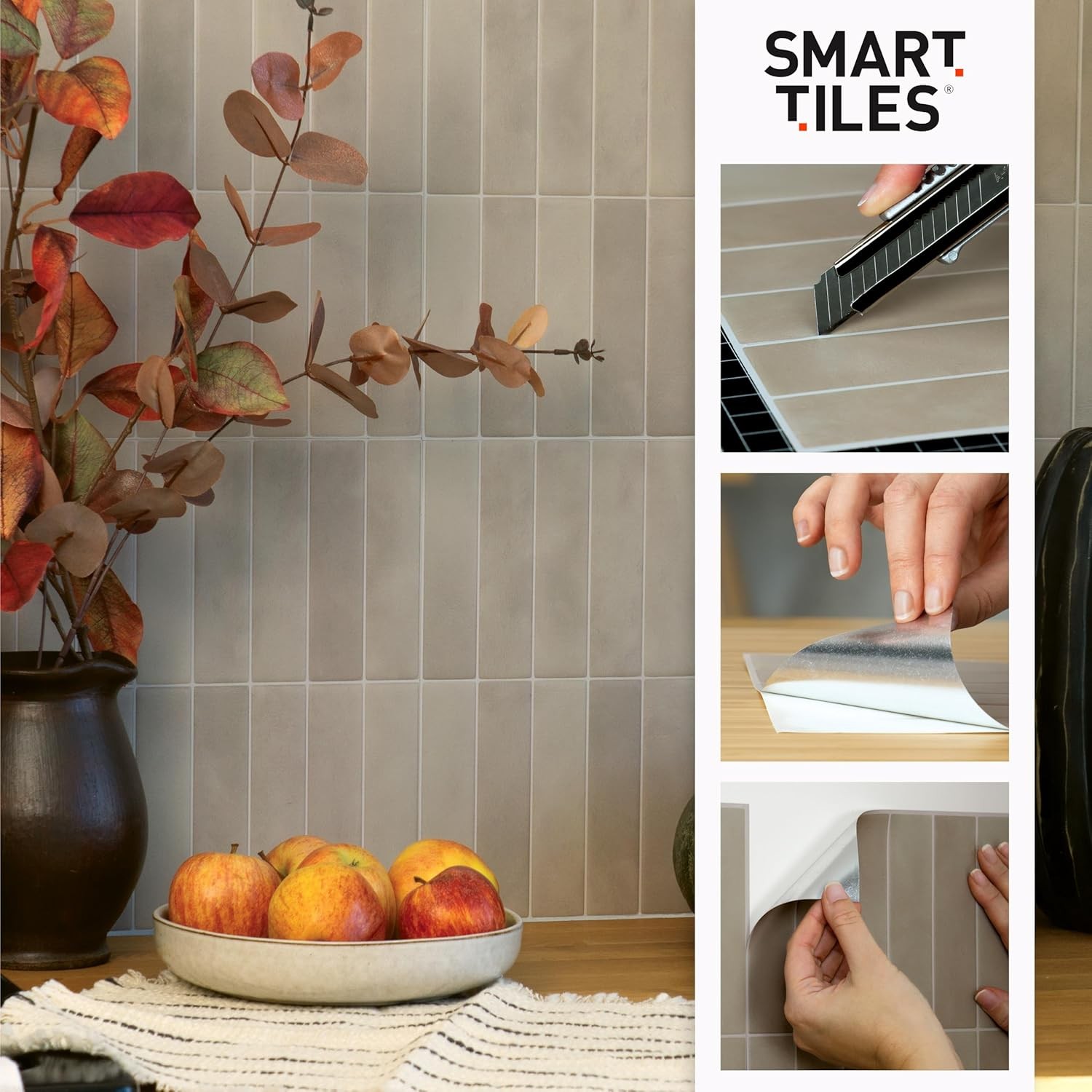 Peel and Stick Backsplash – 5 Sheets of 11.43″ x 9″ – 3D Adhesive Peel and Stick