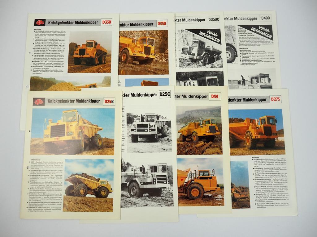 8 Brochures DJB D 25 44 275 330 350 400 Dump Truck 1970/80s