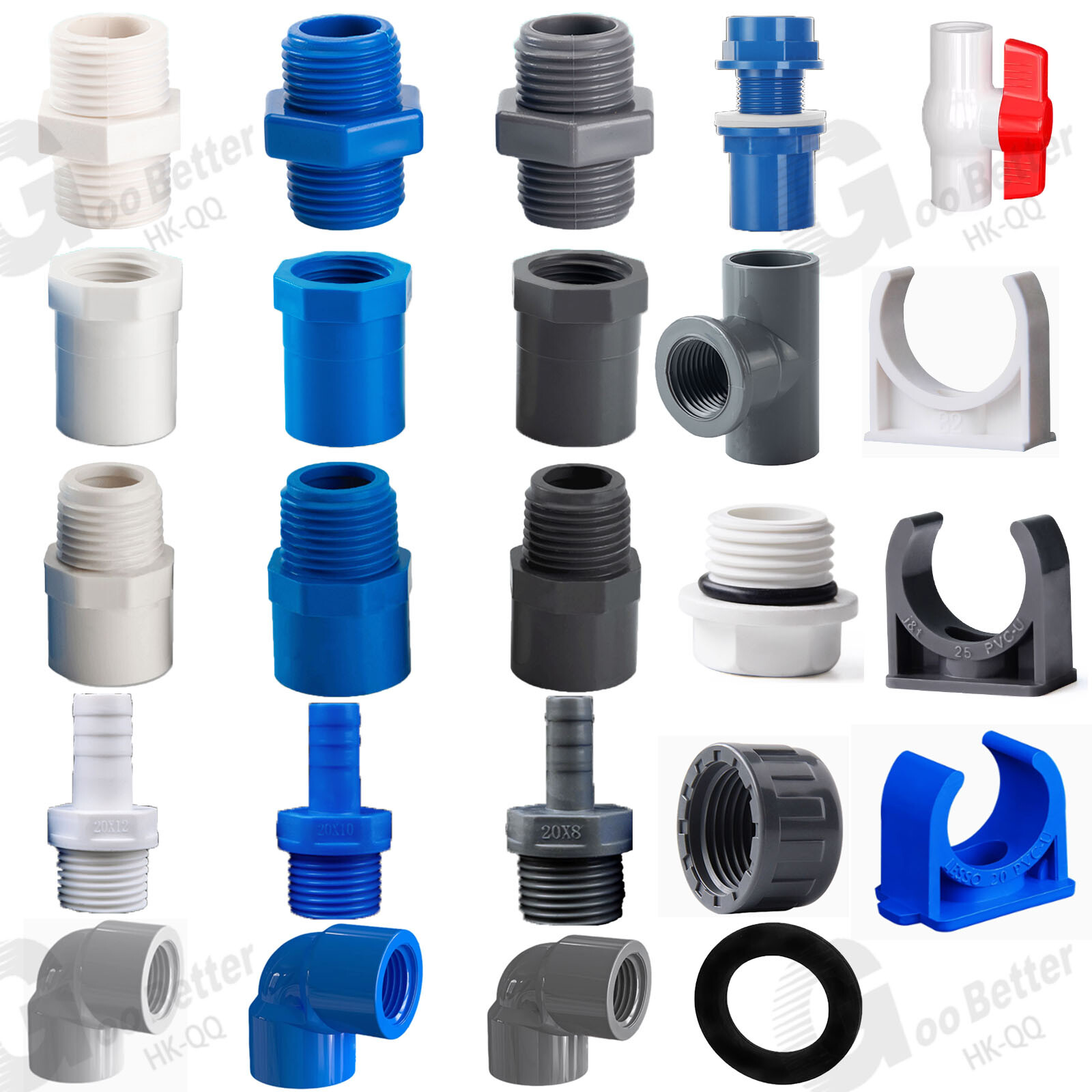 PVC Water Supply Pipe BSP Threaded Fittings Adapter Joint 1/2″- 4″ BSP- 4Color