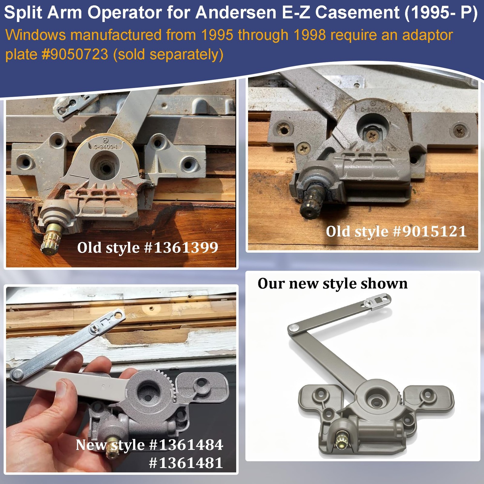 Split Arm Operator for Andersen E-Z Casement (1995- Present) Brownish-gray