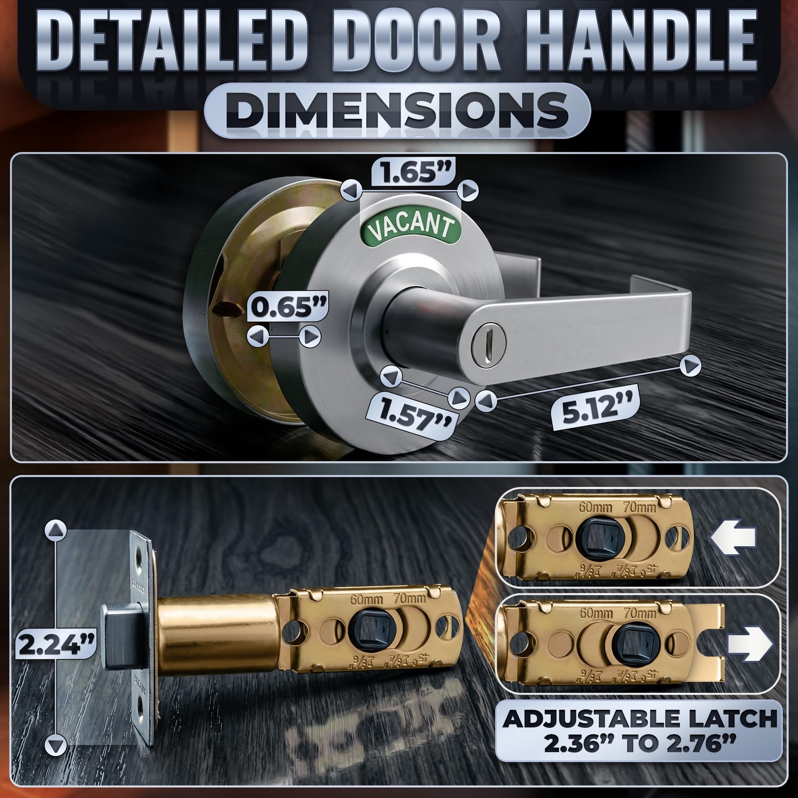PalaYou Vacant Occupied Bathroom Lock, Bright Indicator, Stainless Steel