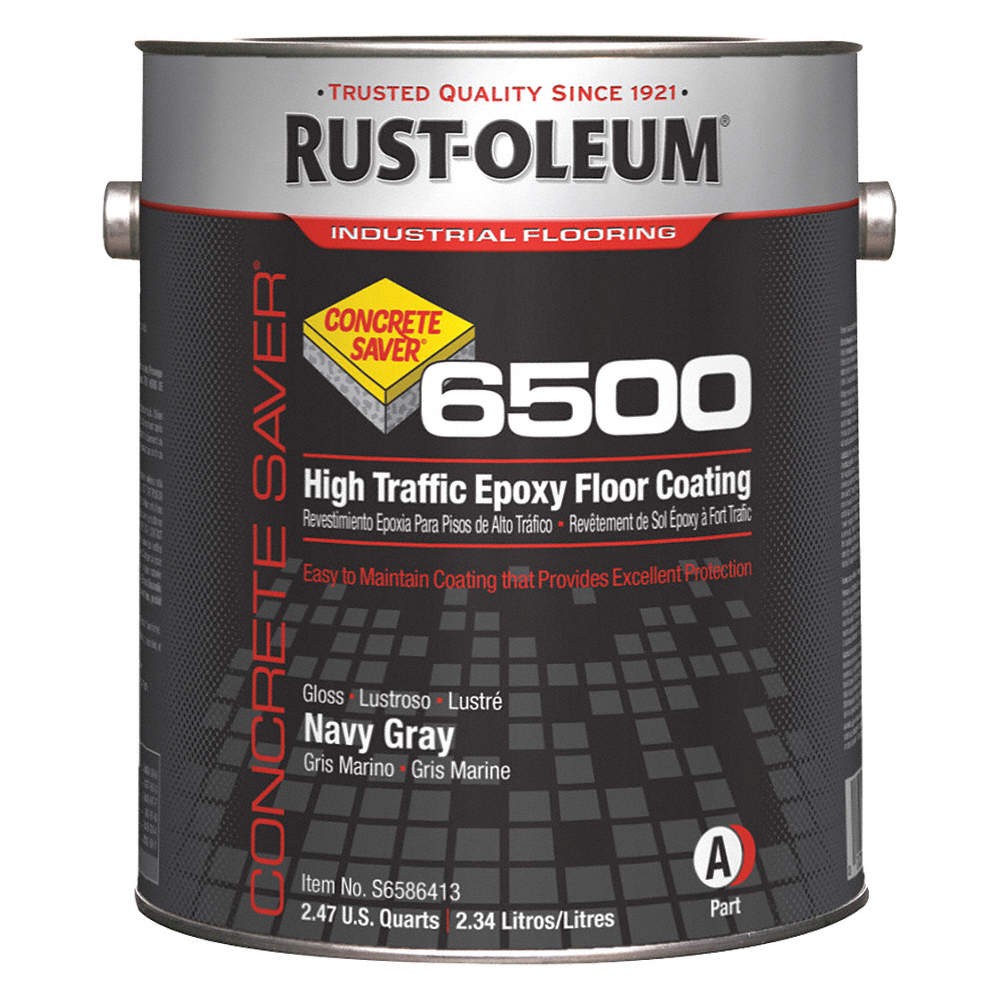RUST-OLEUM S6586413 Floor Coating,6500,Navy Gray,1 gal,Can 6H061
