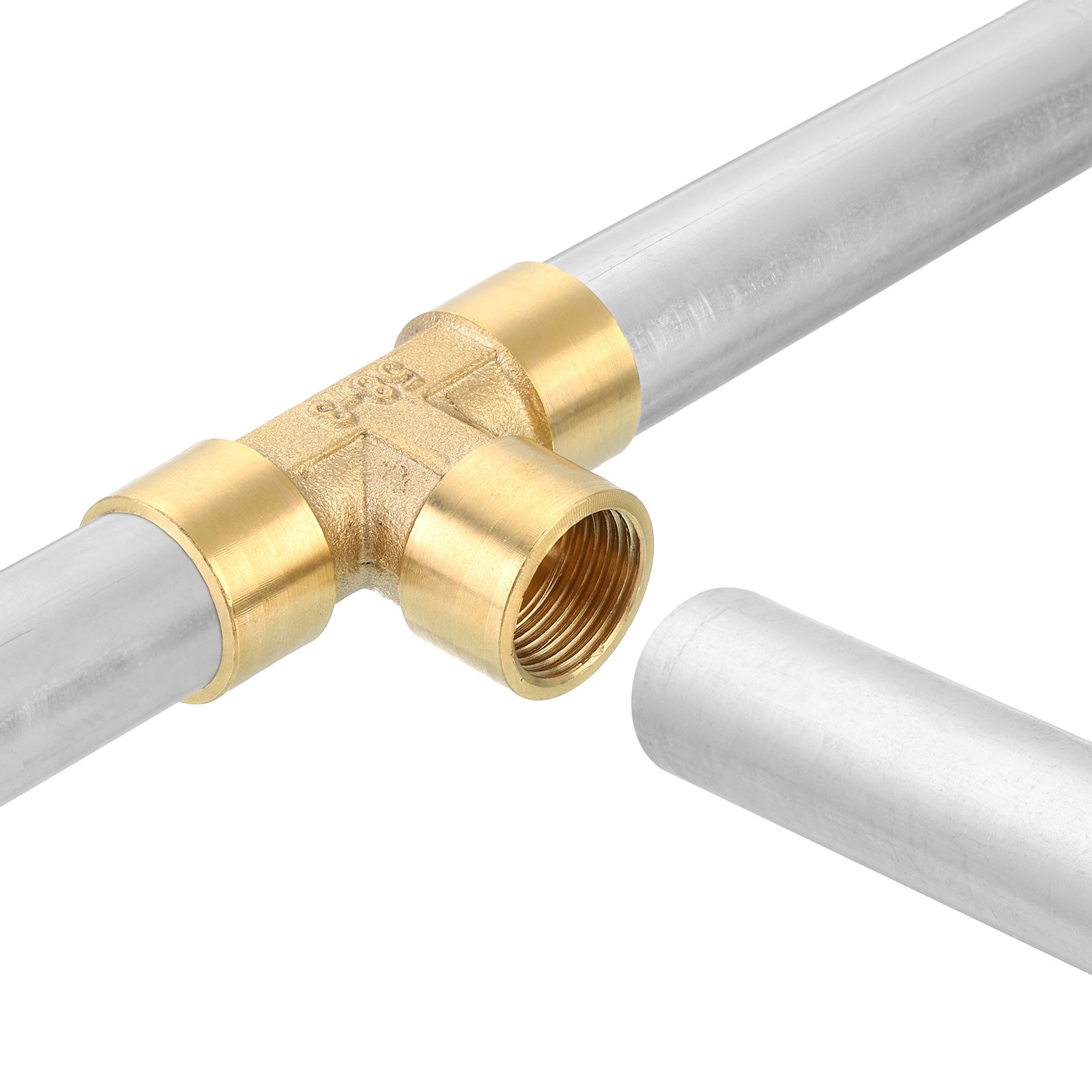 Brass Tee Pipe Fitting, G1/8″ x G1/8″ x G1/8″ 3 Way T-Connector, 2pcs