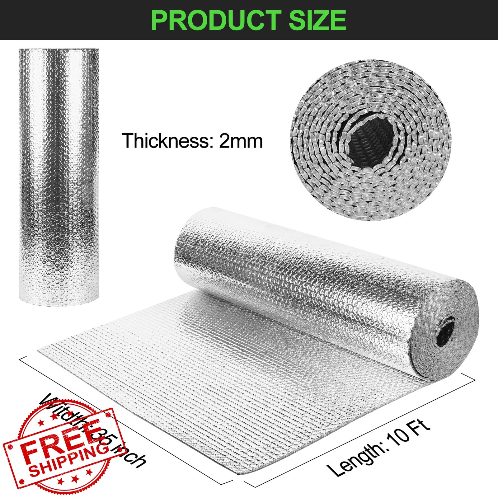 dojobkinb Insulation Roll Silver 35″x10′