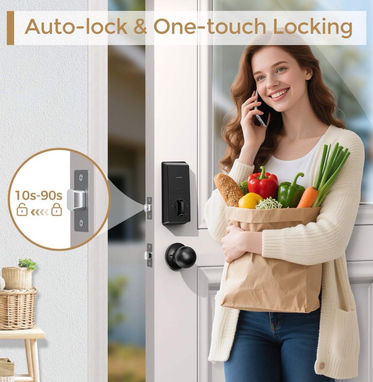 Keyless Entry Door Lock with 2 Door Knobs – App Control & Keypad Deadbolt Sma…