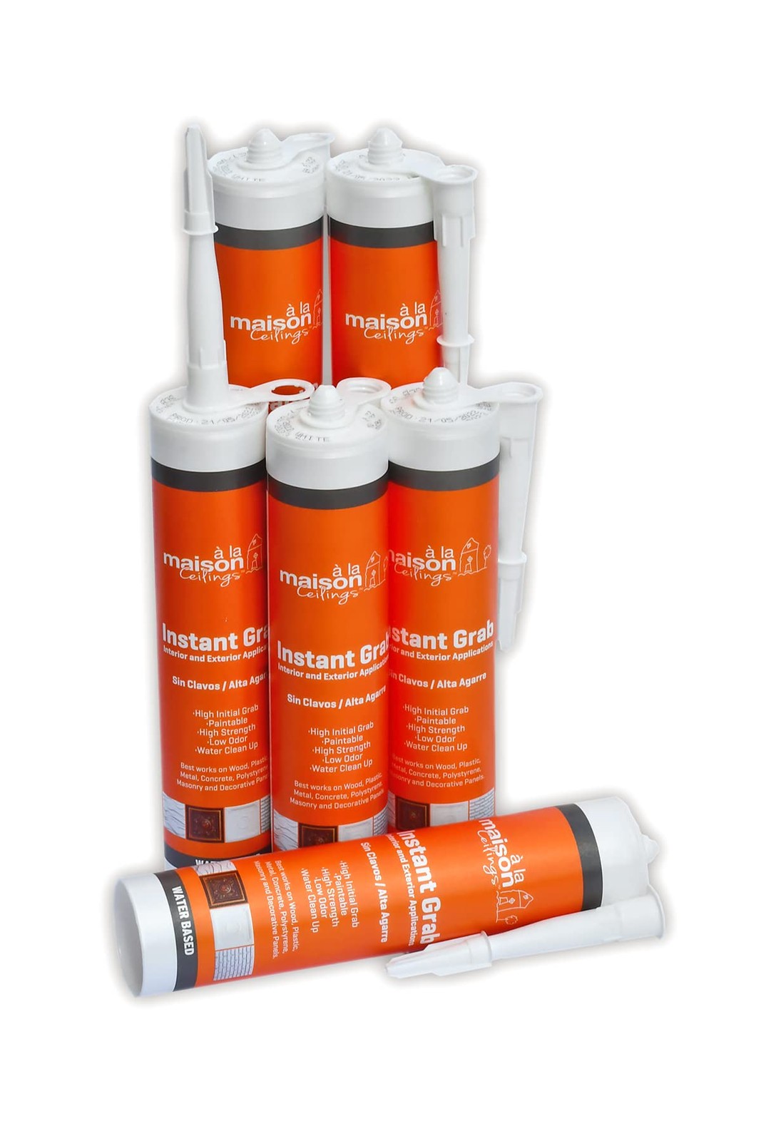 High~Strength Ceiling Adhesive for Tiles, Panels & Molding, 6~Pack