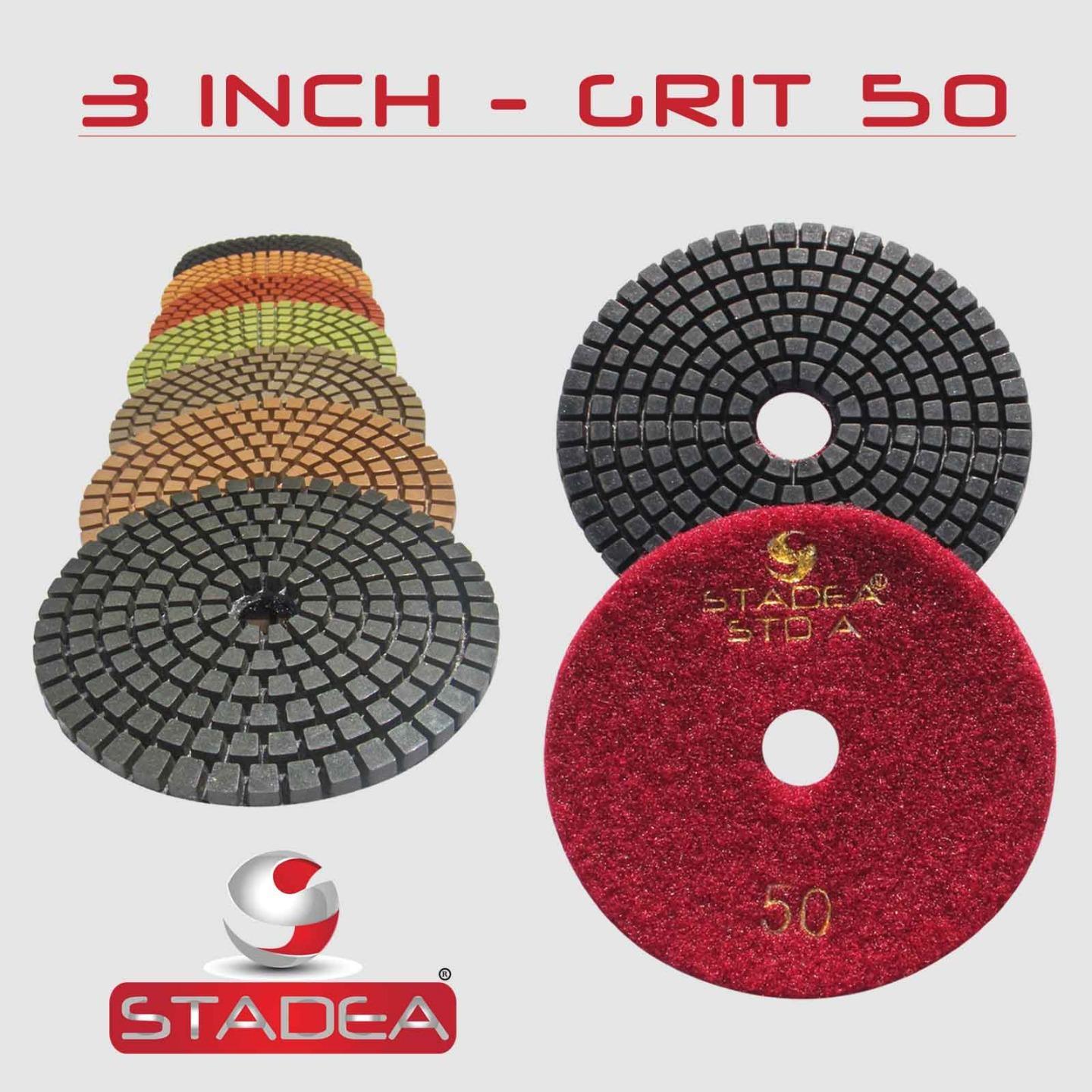 Stadea 3 Inch Wet Diamond Polishing Pads Premium Grade Wet Flexible 3 MM High