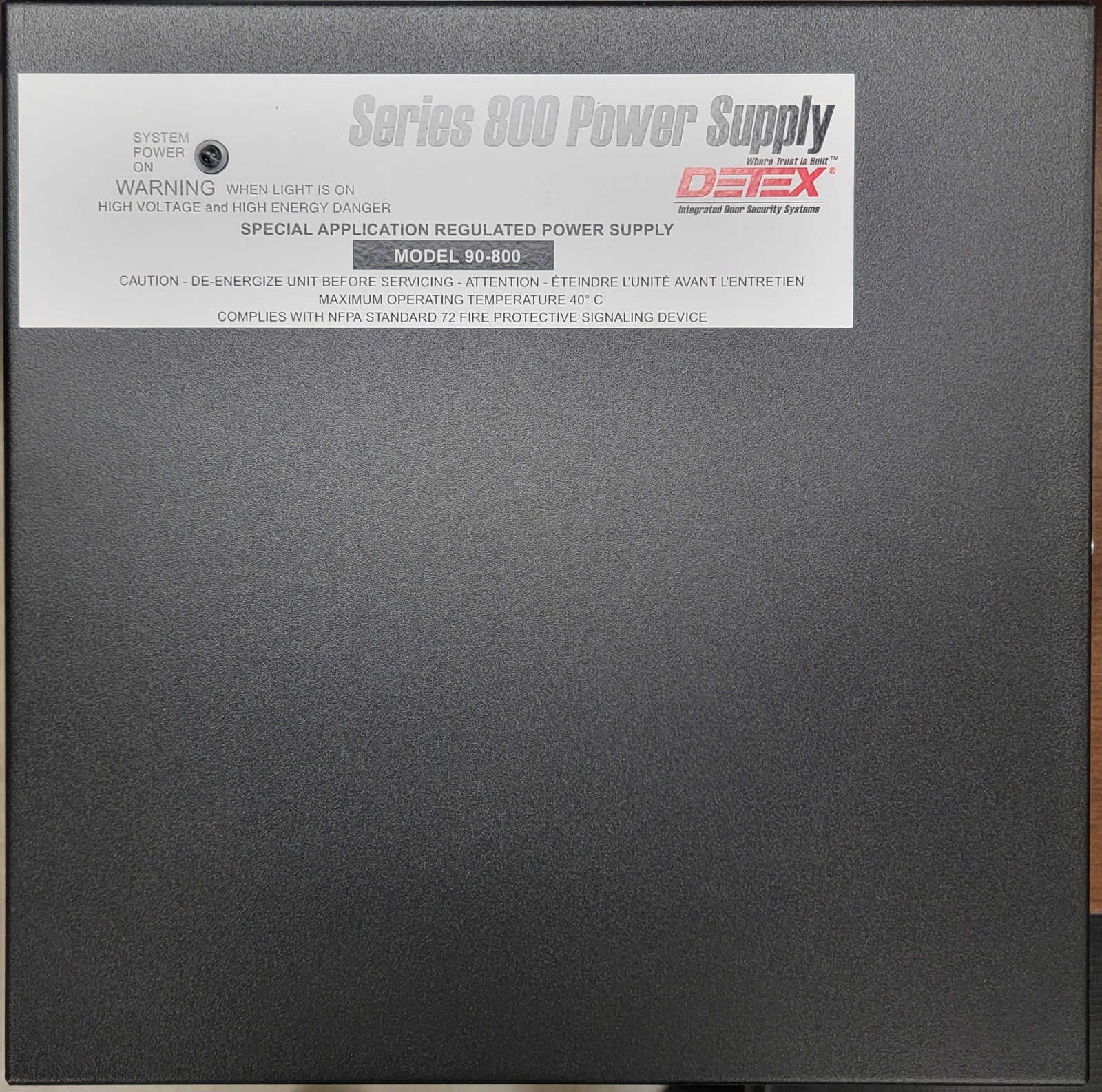 DETEX 90-800 Series 800 Regulated Power Supply NOB