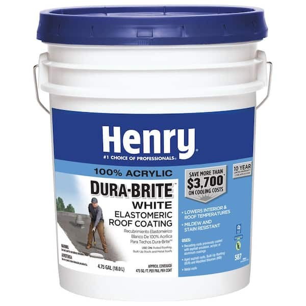 Henry Durabrite 587 White Elastomeric Premium Roof Coating Protection 4.75 Gal.