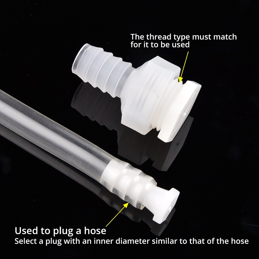 Plastic Tube Stopper Threaded Plugs End Cap Barbed Hose Fitting Inserts 1.6-12mm