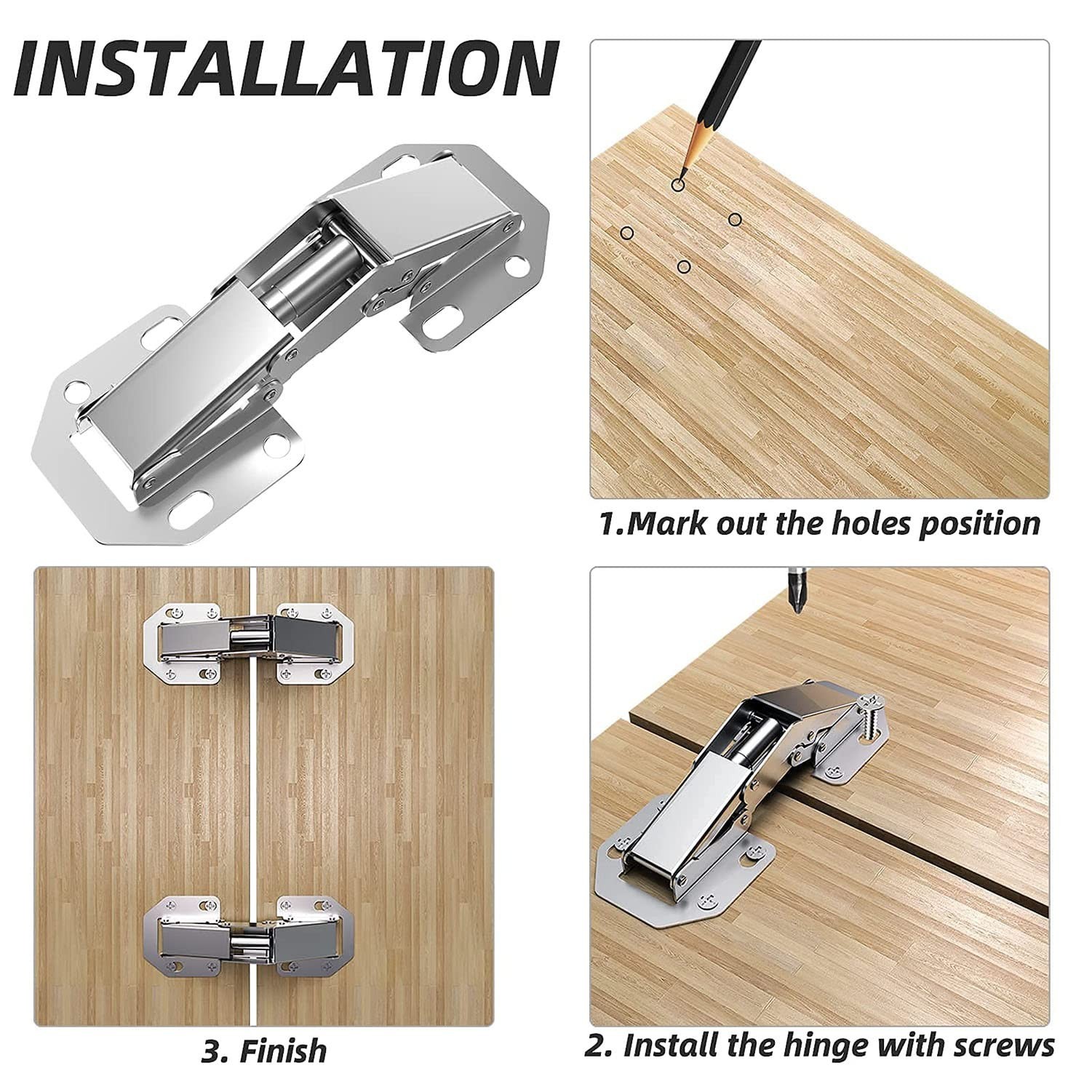 Soft Close Damping Frameless Cabinet Hidden Hinges: Mute Hydraulic System, Ea…