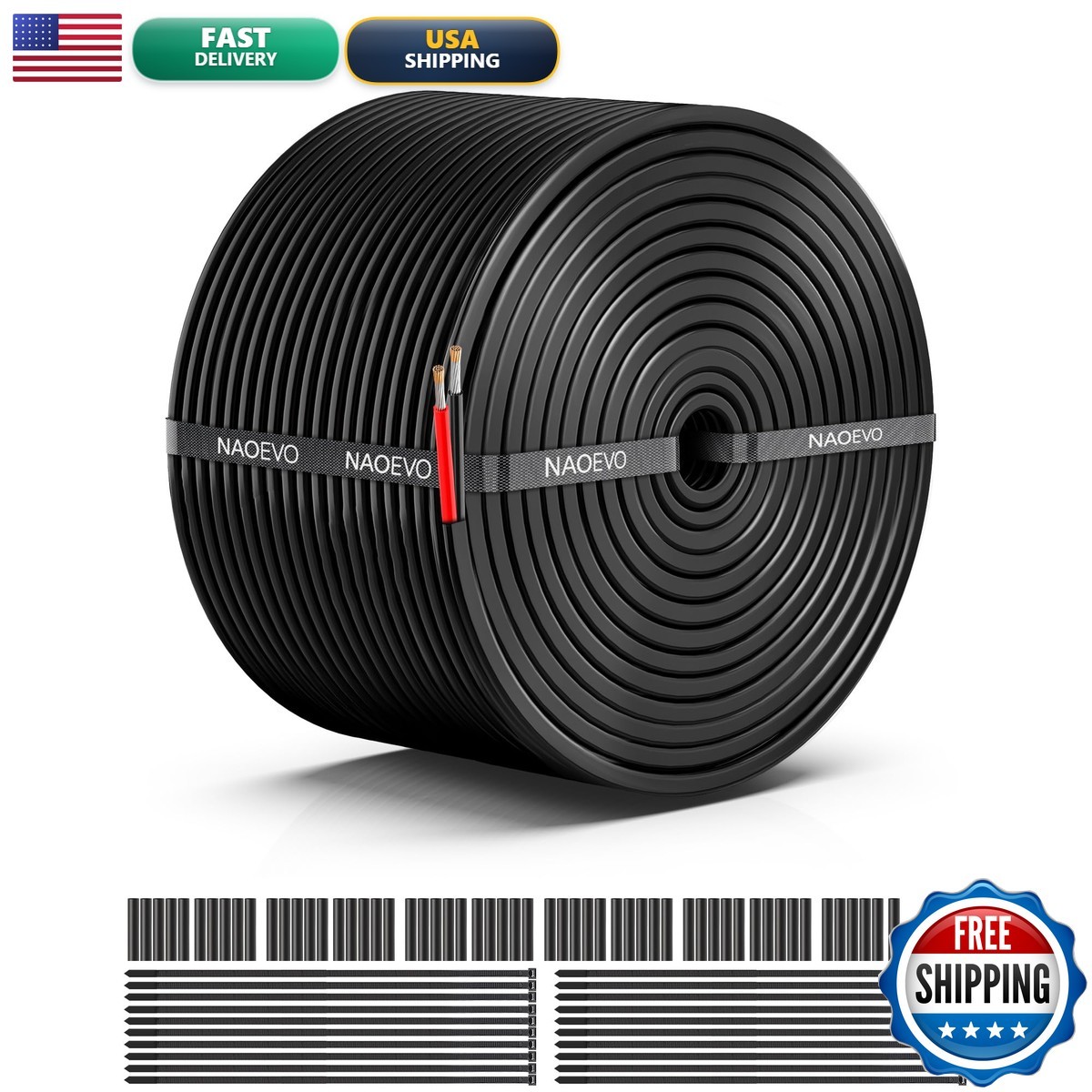 Naoevo 16 Gauge Wire 2 Conductor Tinned Copper Electrical Wire 50Ft Ec2W16
