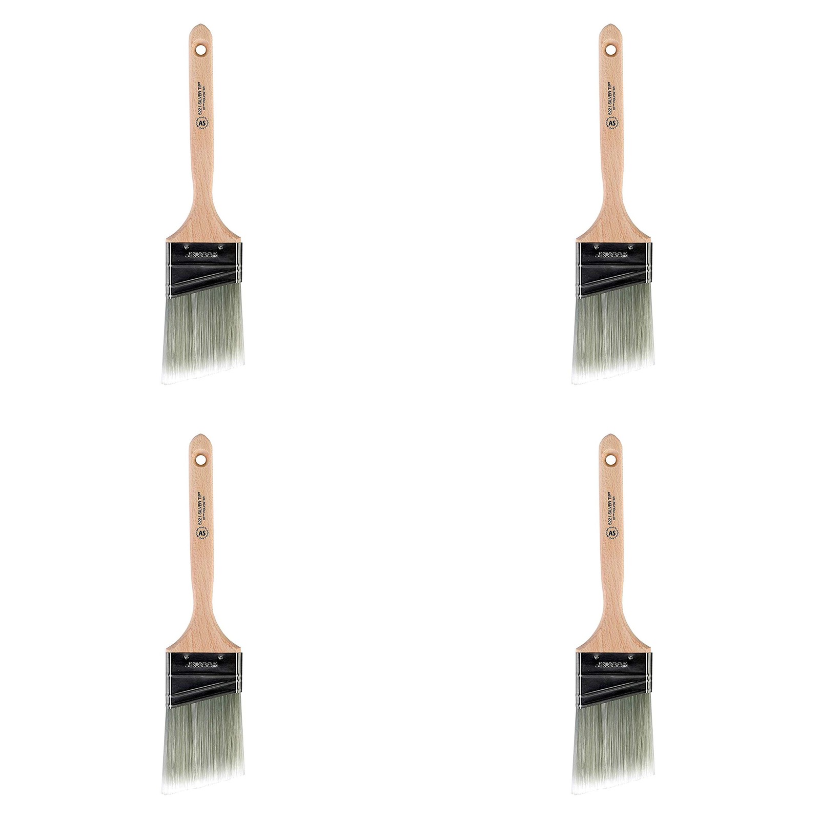 Wooster Brush 5221-2-1/2 Silver Tip Angle 2 1/2″ (Pack of 4), Silver,white