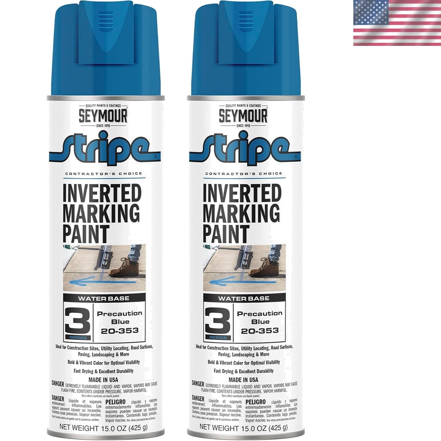 Professional-Grade Precaution Blue Marking Paint – 15oz, 2-Pack for Safety