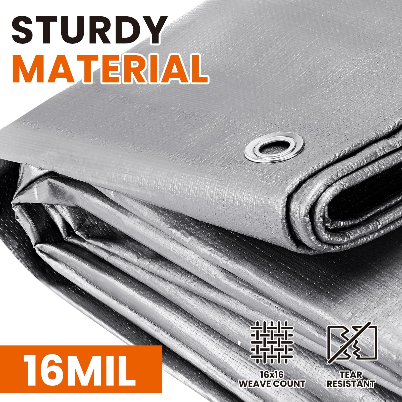 12×20 FT Tarp Waterproof, 16 Mil Tarps Heavy Duty Waterproof Multipurpose Pro…