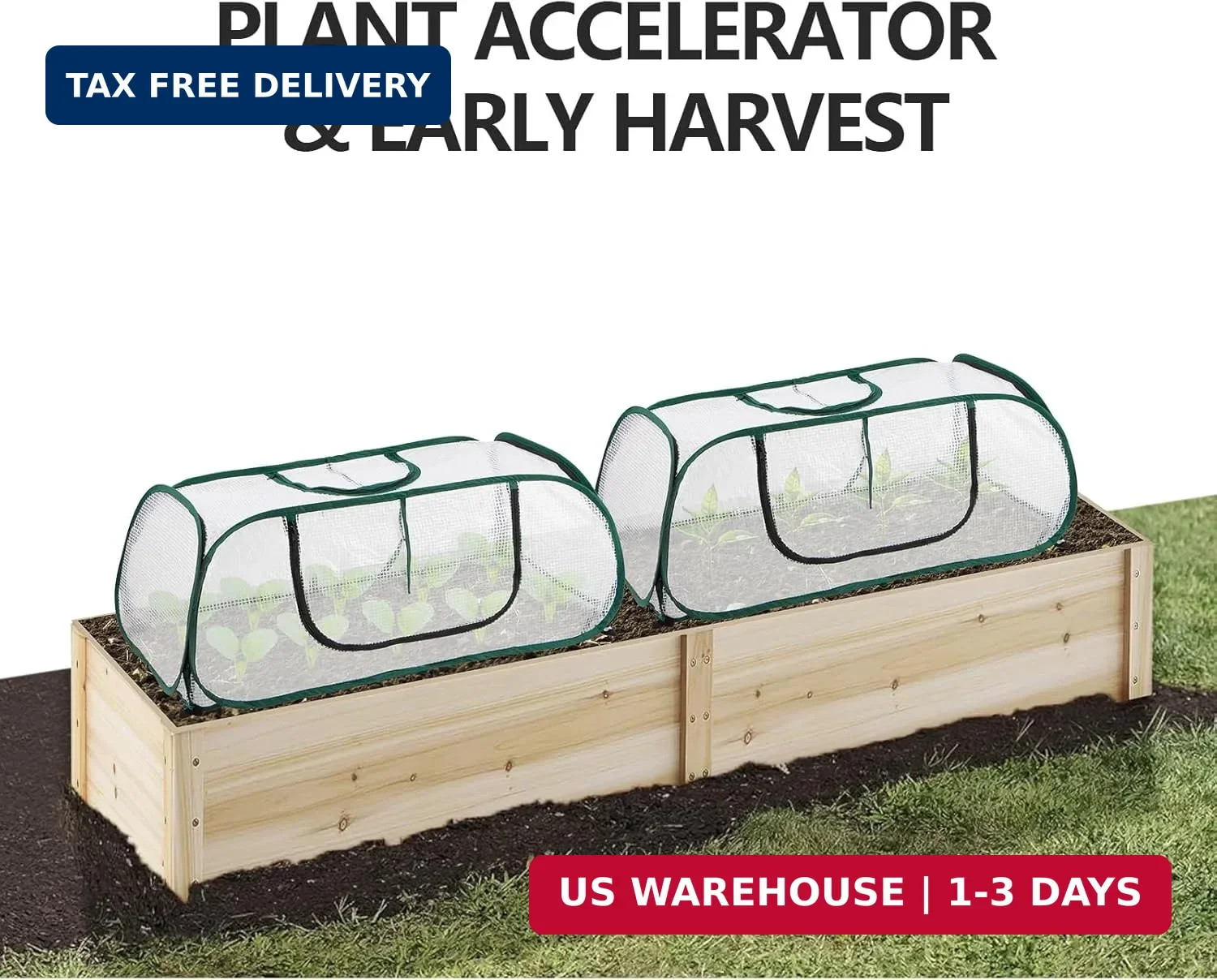 Garden Bed Cover, 45″x22″x16″(H), Plastic Hot House, Garden Row Accelerator, Gre