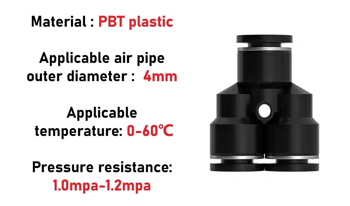 Pneumatic Push Fit Fitting Air Water Tube – Y-Shaped Tee Connector 4-16mm