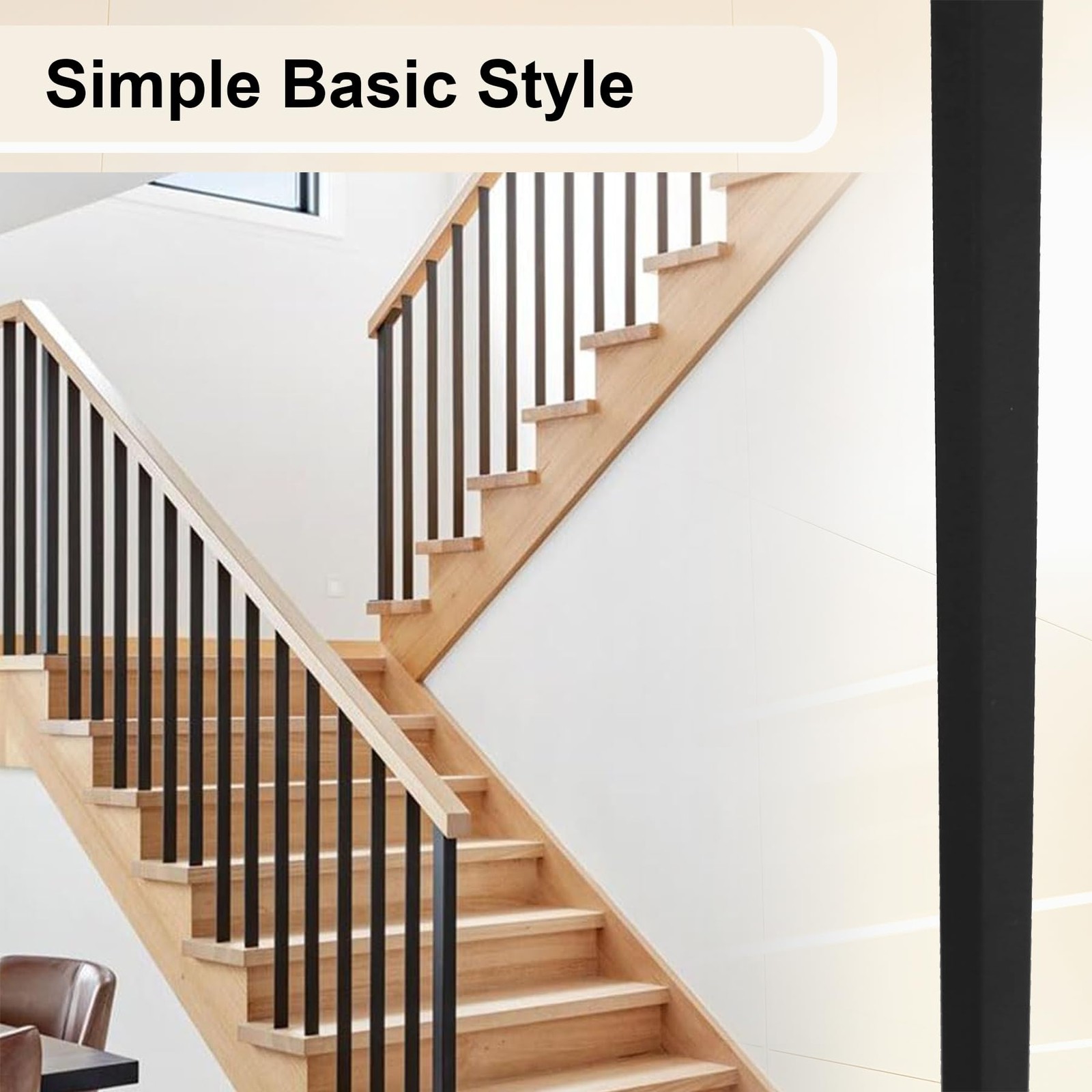 Wemily 15 Pack Iron Balusters for Staircase Hollow Square Satin Black 1/2″ x 44″