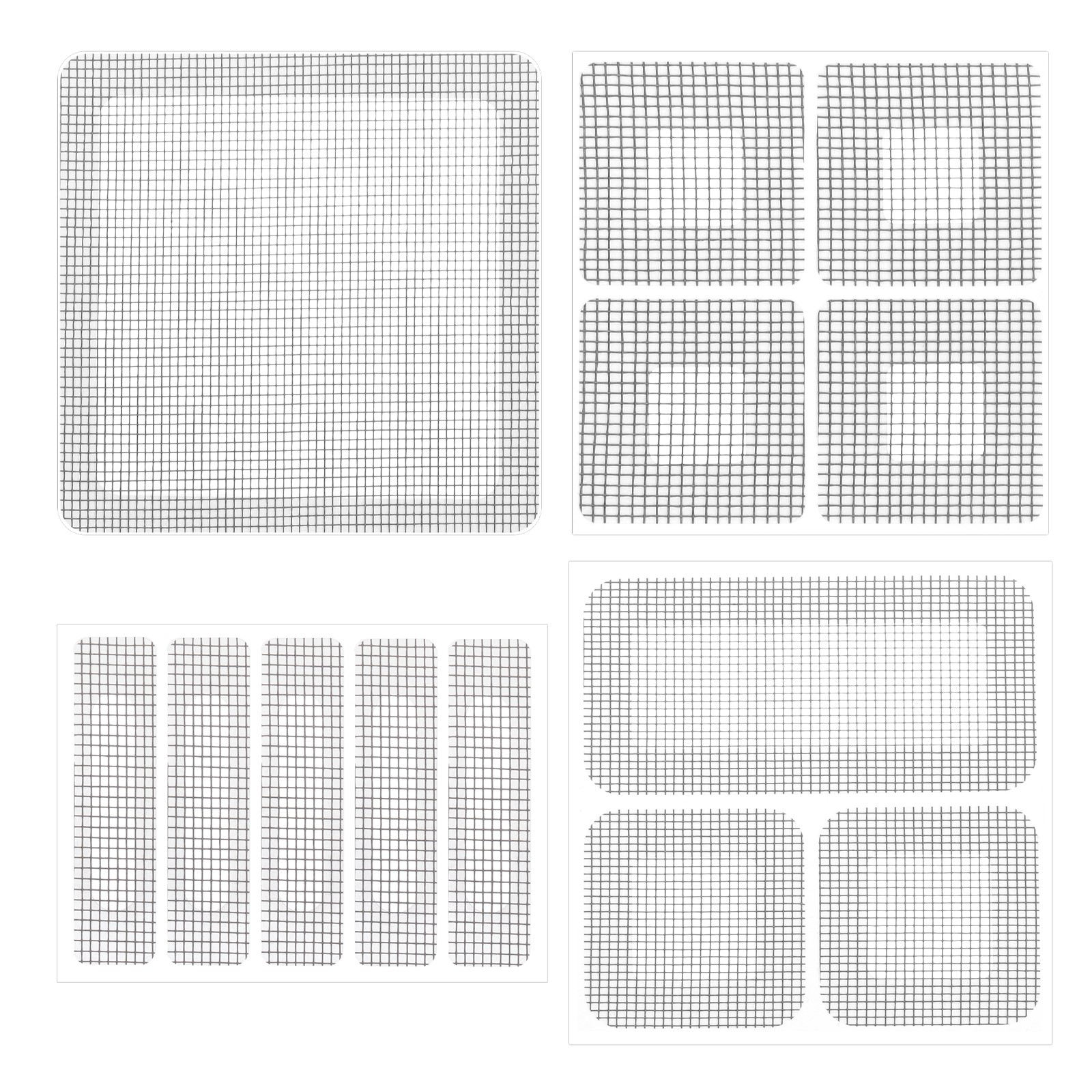 28Pcs 4 Styles Fiberglass Window Screen Repair Kit, Grey