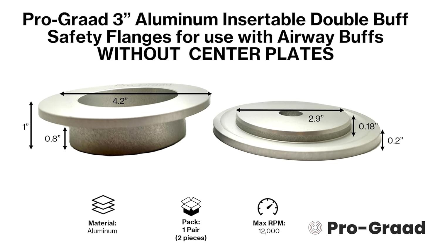 Pro-Graad 3″ Aluminum Insertable Double-Buff Safety Flanges for High Speed…