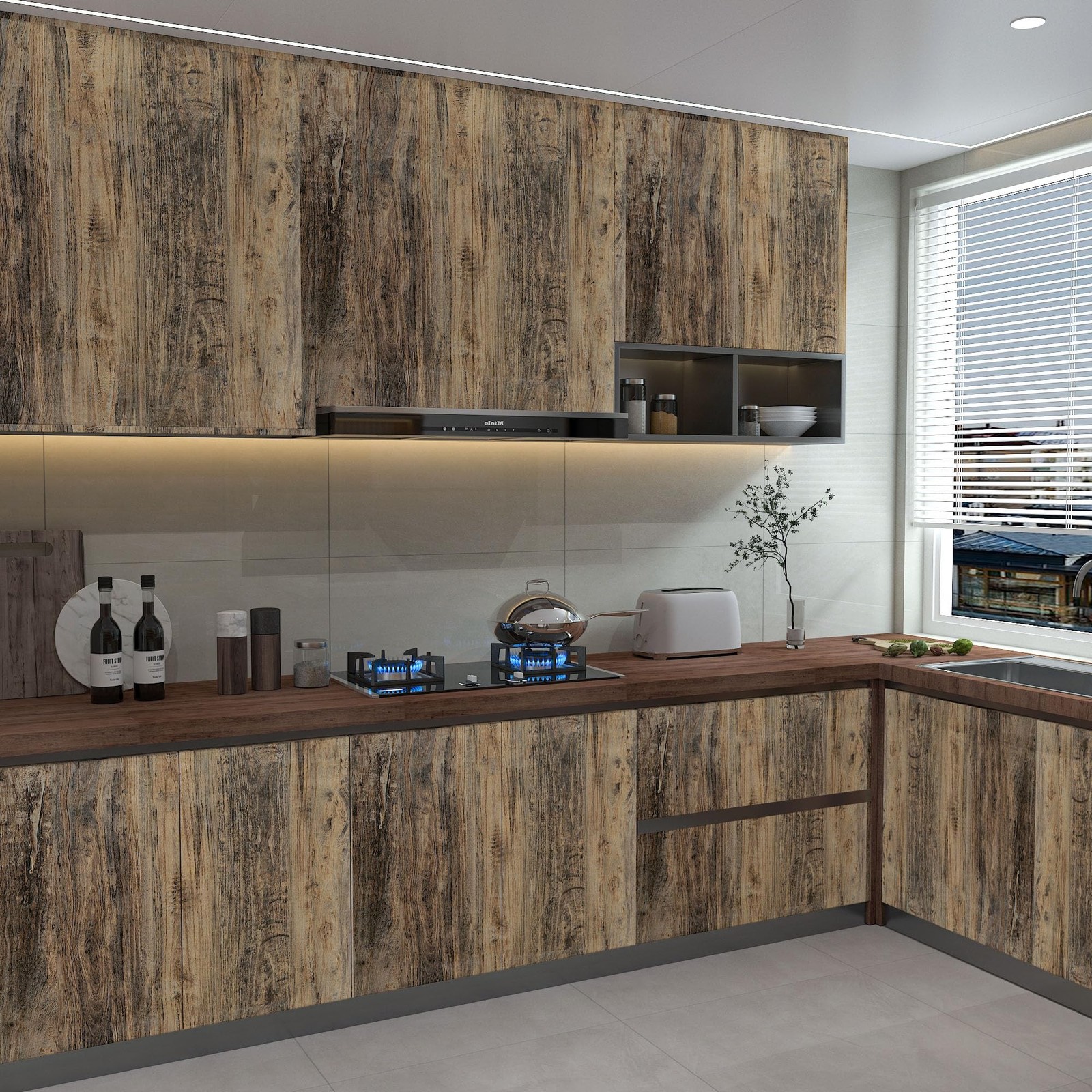 3yecao 24″×354″ Wide Thick Brown Grey Wood Wallpaper Peel and Stick Faux Ru
