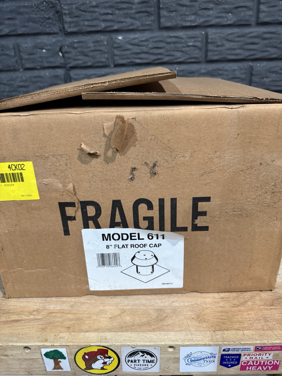Model 611 8” Flat Roof Cap New Open Box