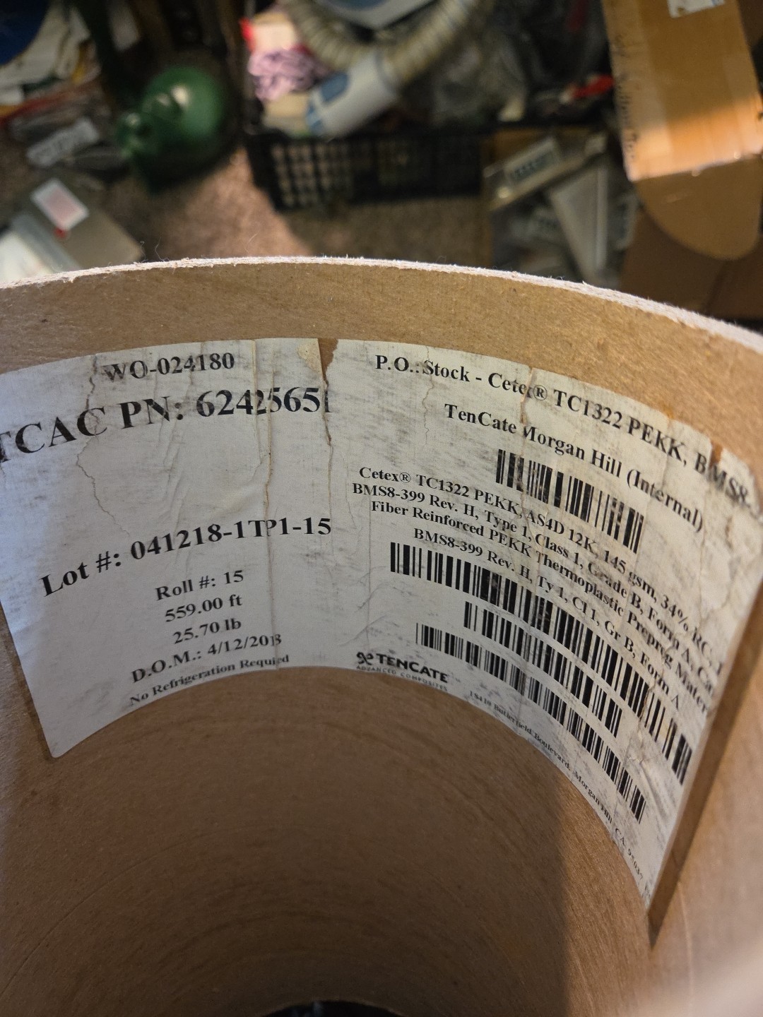 ​12″ TenCate TC1322 PEKK Carbon Fiber Prepreg BMS8-399 • 3.8lb • No Fridge Req