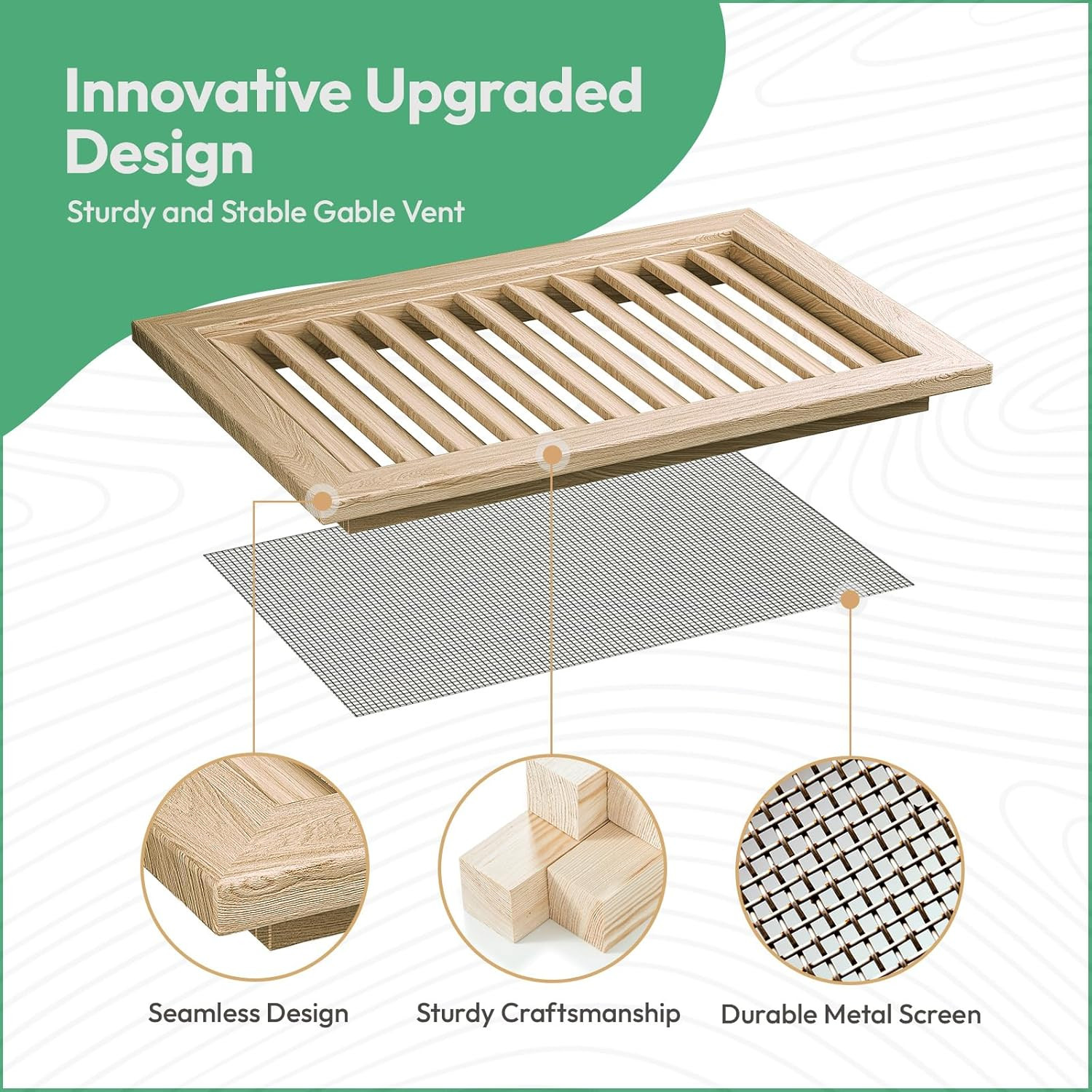 24″ X 24″ Wood Gable Vent with Metal Screen – Large Ventilation Solution, Painta