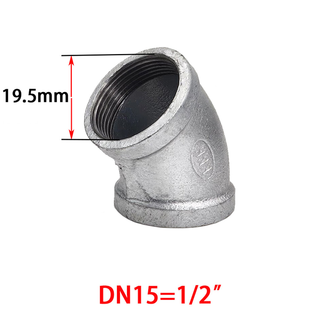 Galvanized Malleable Steel Iron Pipe Fittings 45° Elbow Screw Connection 1/2″-3″