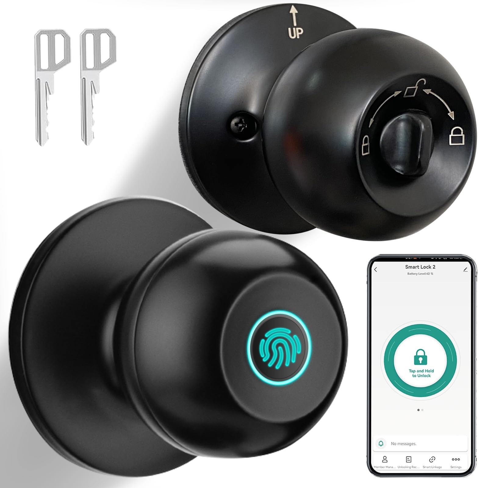 JO.KO Fingerprint Door Lock, Biometric Door Lock with App Control & Key, Smar…