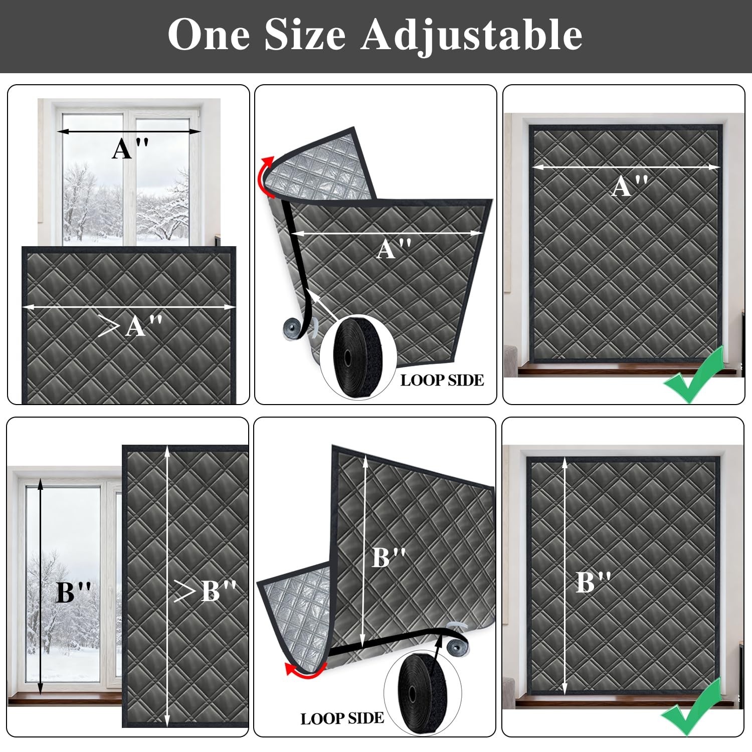 Window Draft Dlocker Insulation MAX 47″ x 63″ Cover Aluminum, Black