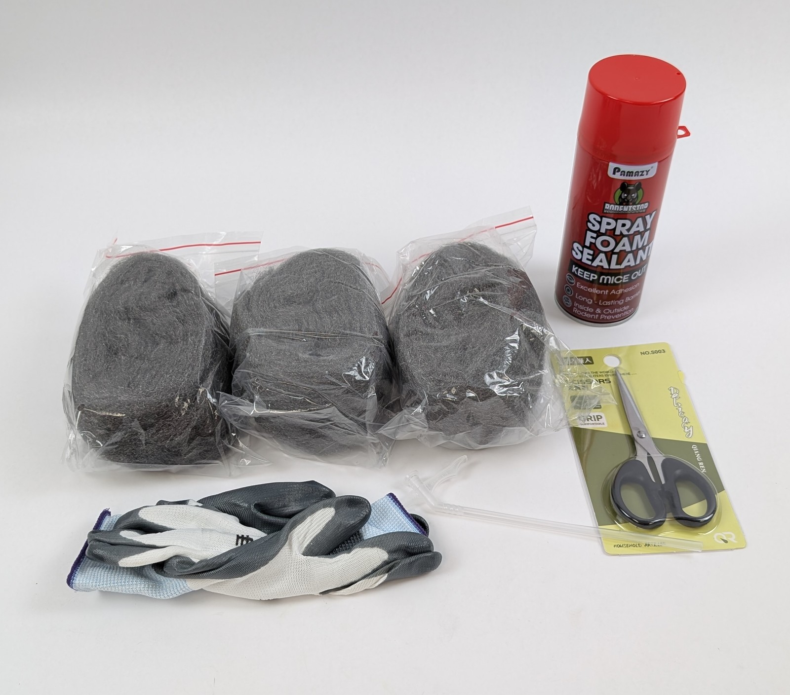 Upgraded Rodent Barrier Kit Steel Wool 3.2″ x 7.5ft Spray Foam Sealant 350ml
