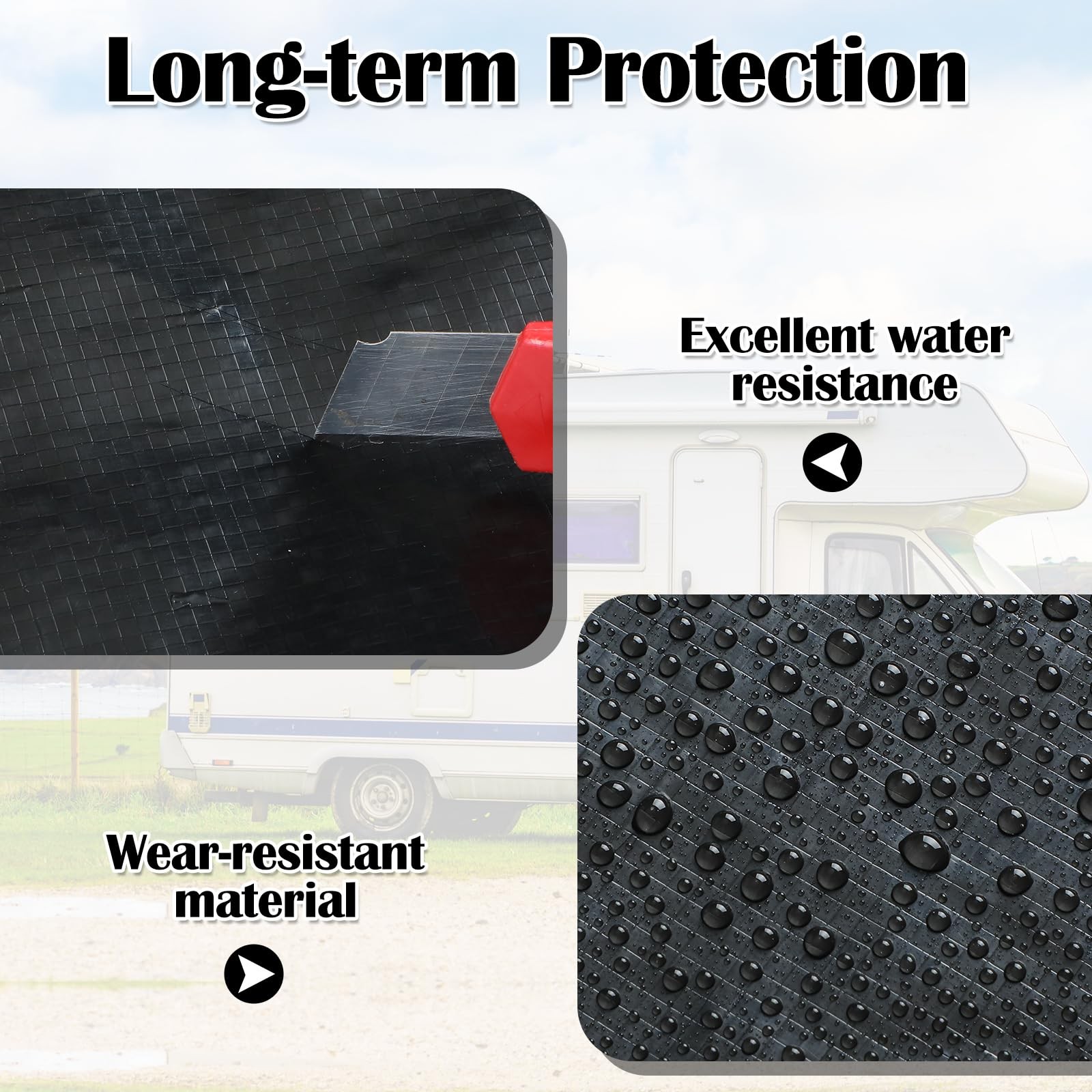 4 Pcs Mobile RV Bottom Repair Kit Include 4″ x 88 ft Belly Black