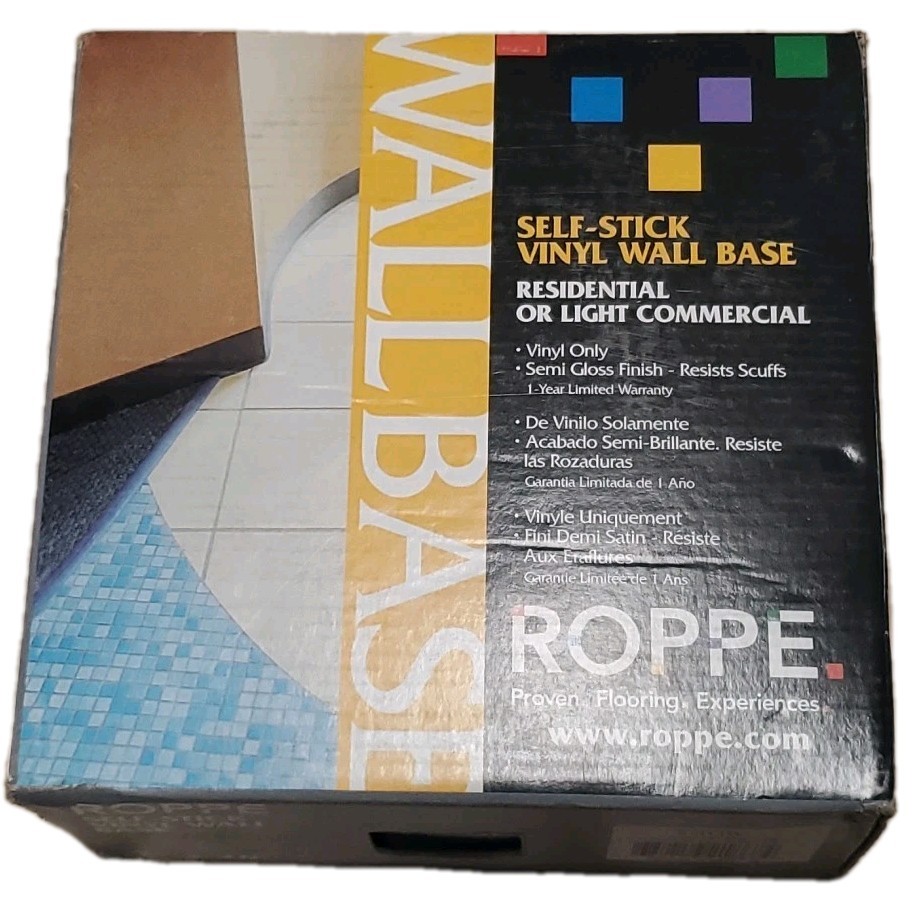 NEW Roppe 4 In. x 20 Ft. Roll SNOW Vinyl Self-Stick Wall Cove Base HC40C54S161