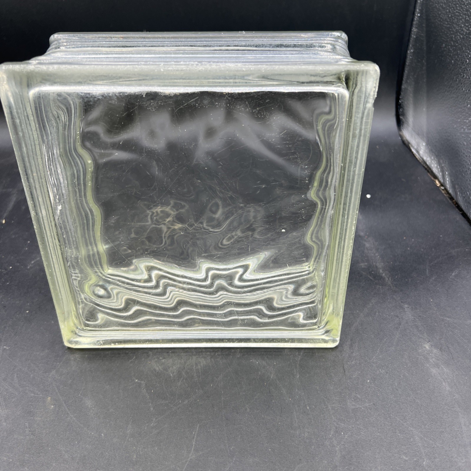 Vintage Architectural Glass Block Brick Wavy 8x8x4 (7 3/4 x 7 3/4 x 3 3/4)