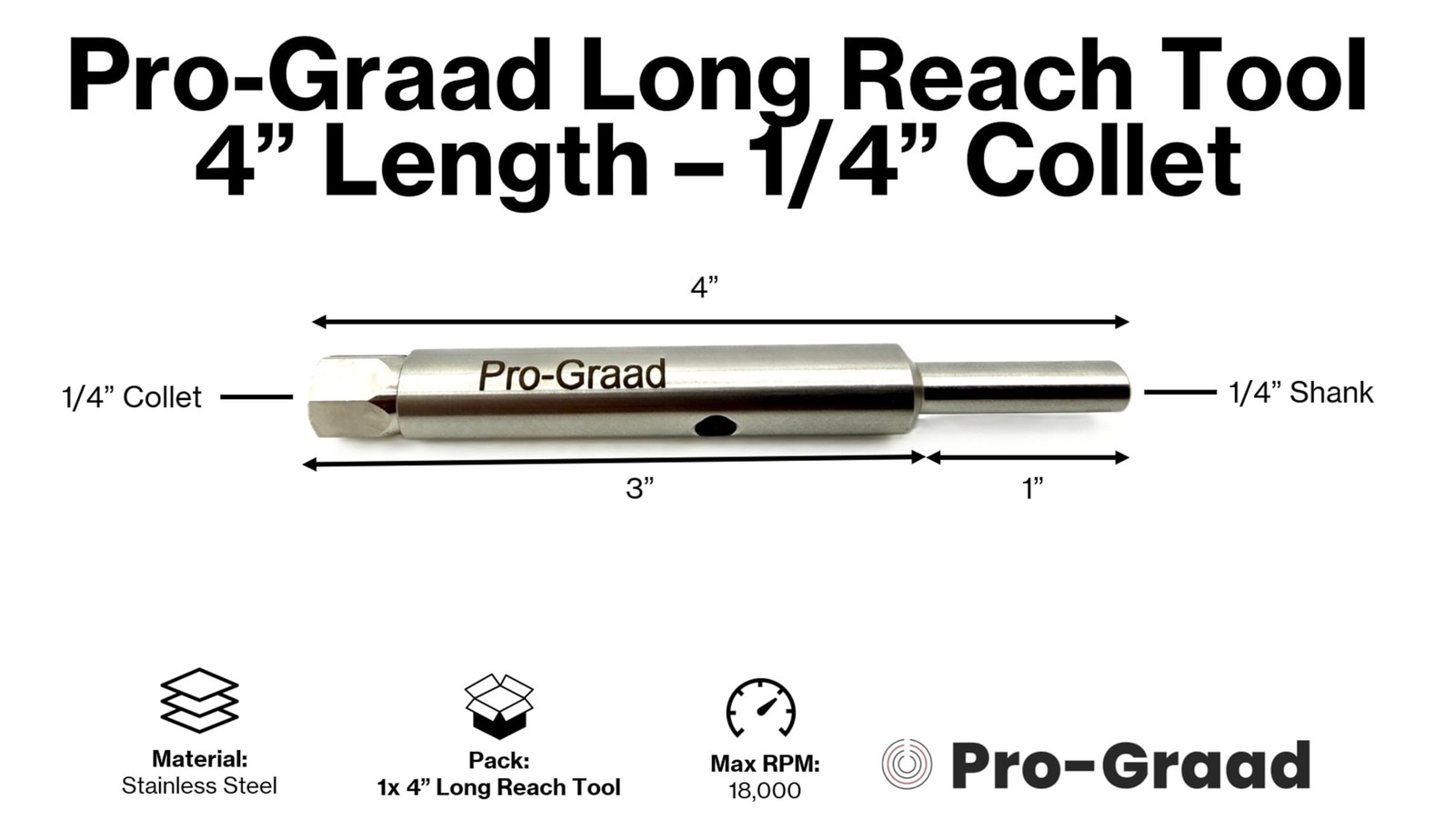 4″ Long Reach Heavy Duty 1/4″ Collet Extension Tool – Carbide Burr & Bit Hold…