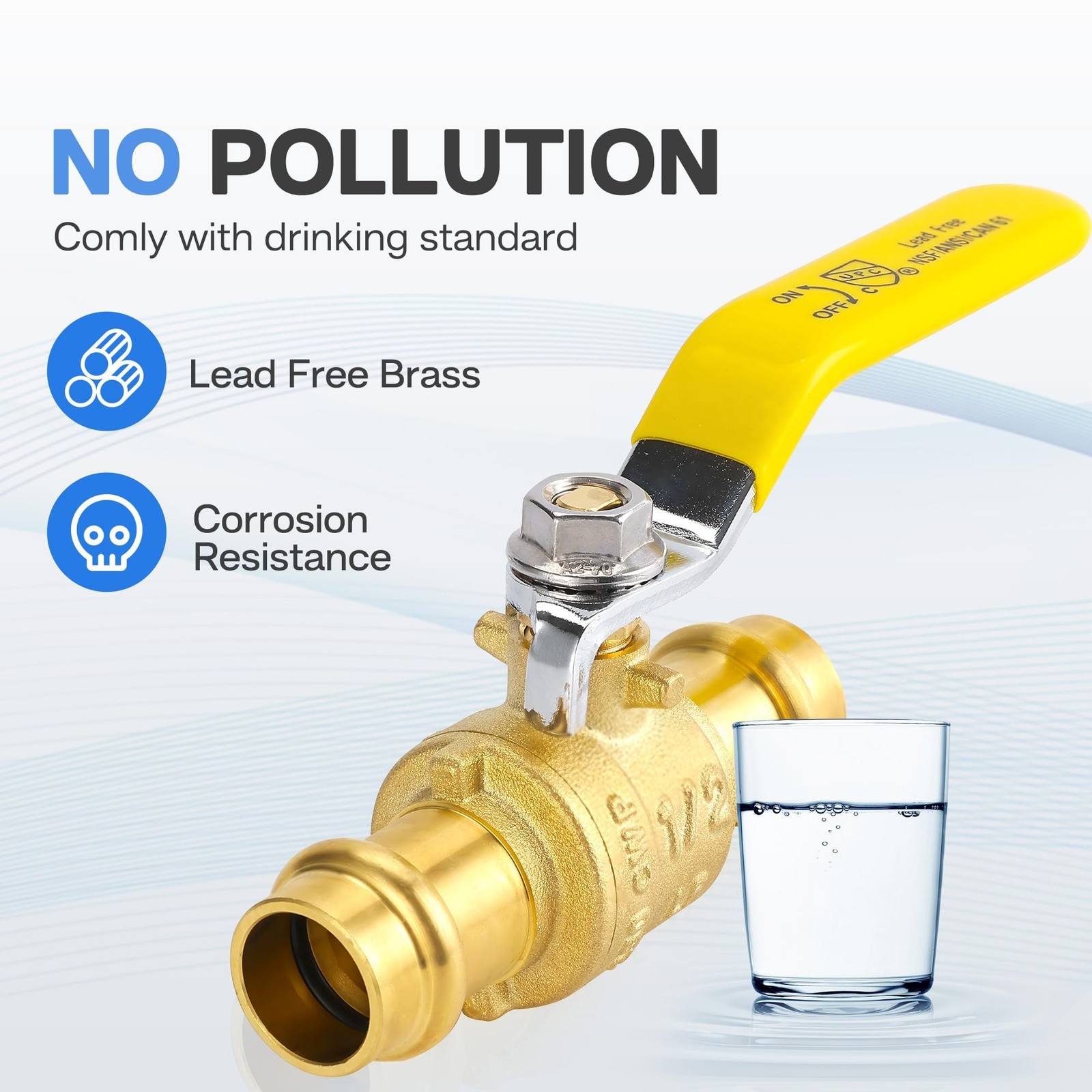 2-Pack 1/2″ ProPress Brass Ball Valve, EPDM, Full Port, Copper Pipe Press Fittin