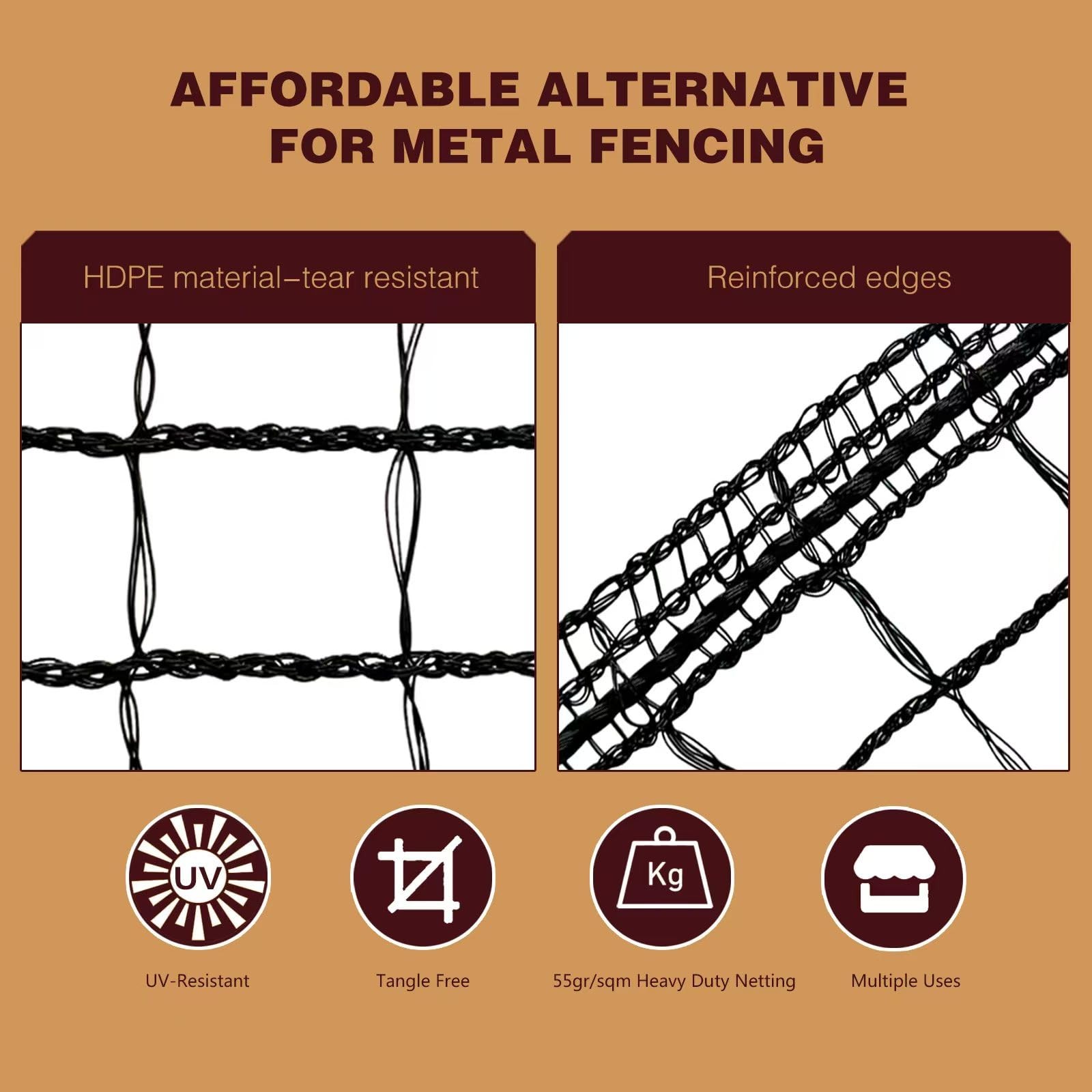 ORIVOGAS Plastic Mesh Fence Deer Fencing 4x75ft,Reinforced 4ft*75ft, Black