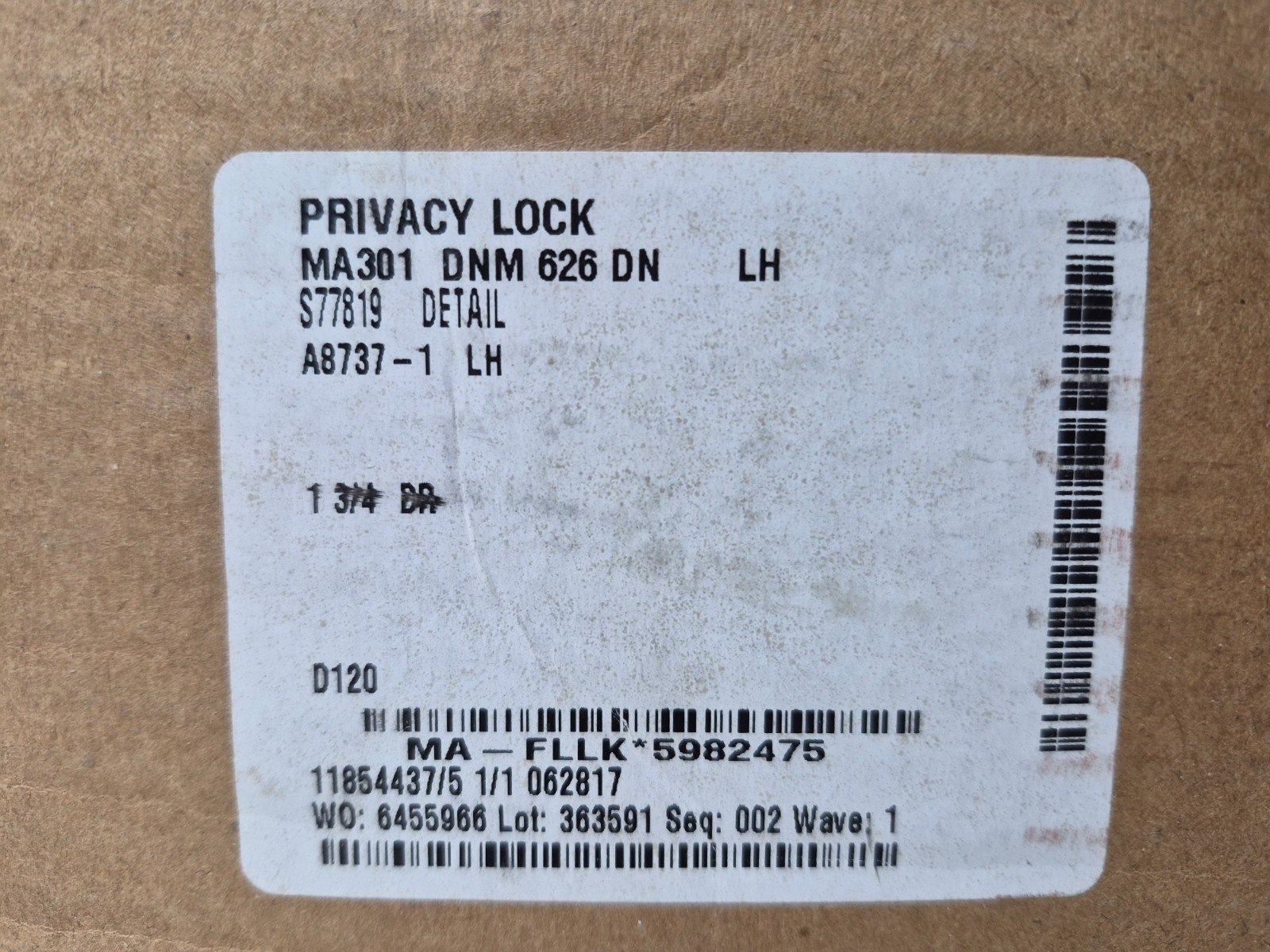 Falcon Privacy Lever MA301 DNM 626 DN LH 1 3/4 DR Lock Set