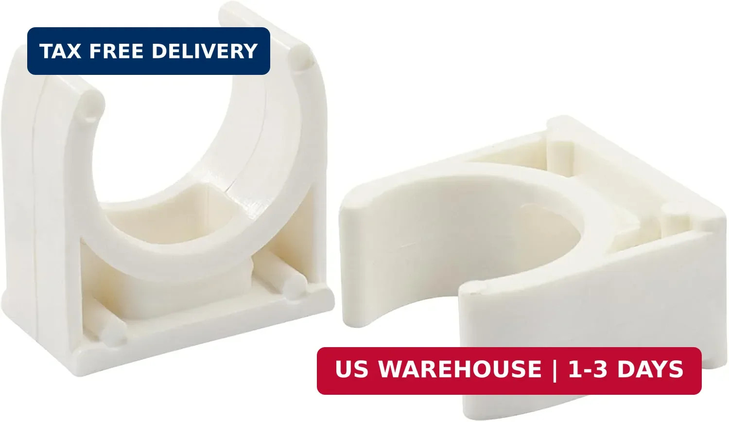 U-Shaped PVC Pipe Clamps, 100 Pcs White 16mm Clips for Water Pipes, TV