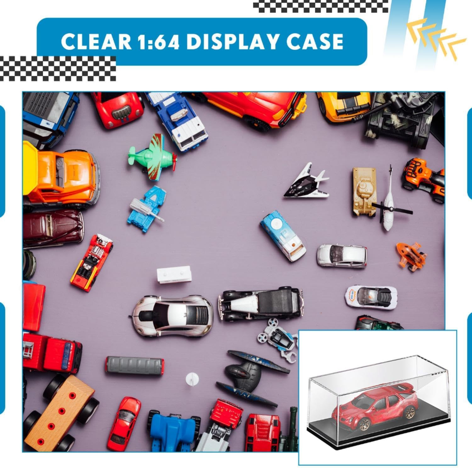 4 Pcs 1/64 Display Case Acrylic Model Cars Display Case 4.17 X 1.81 X 1.81 Inche