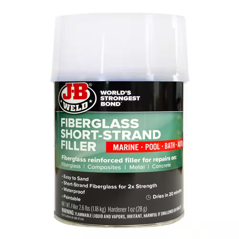 JB Weld Fiberglass Filler Short Strand 1 Quart Repair Putty Waterproof Durable