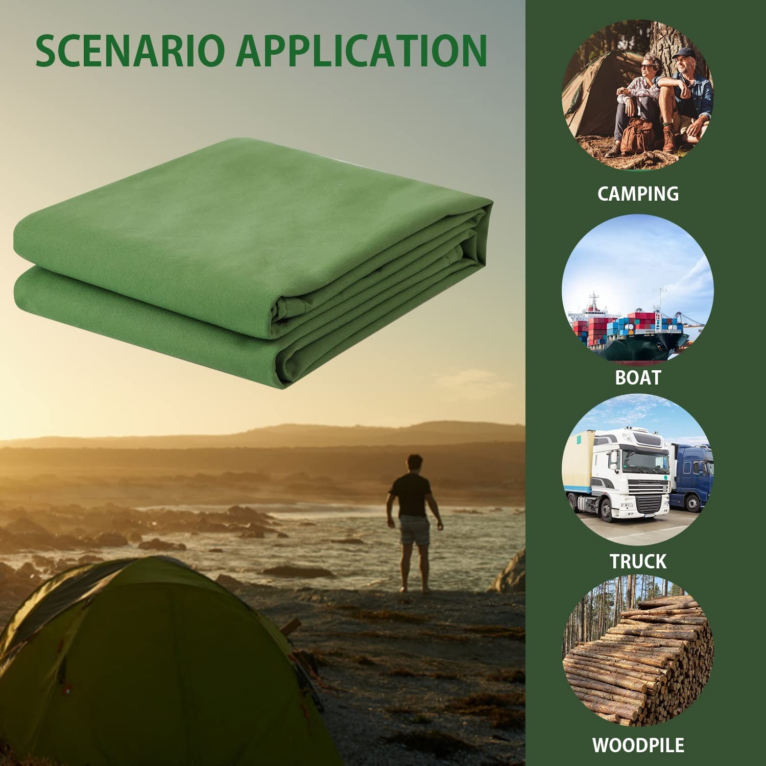 FoundGo Canvas Tarp 16×26 ft Heavy Duty Waterresistant Tarps with Grommets, U…