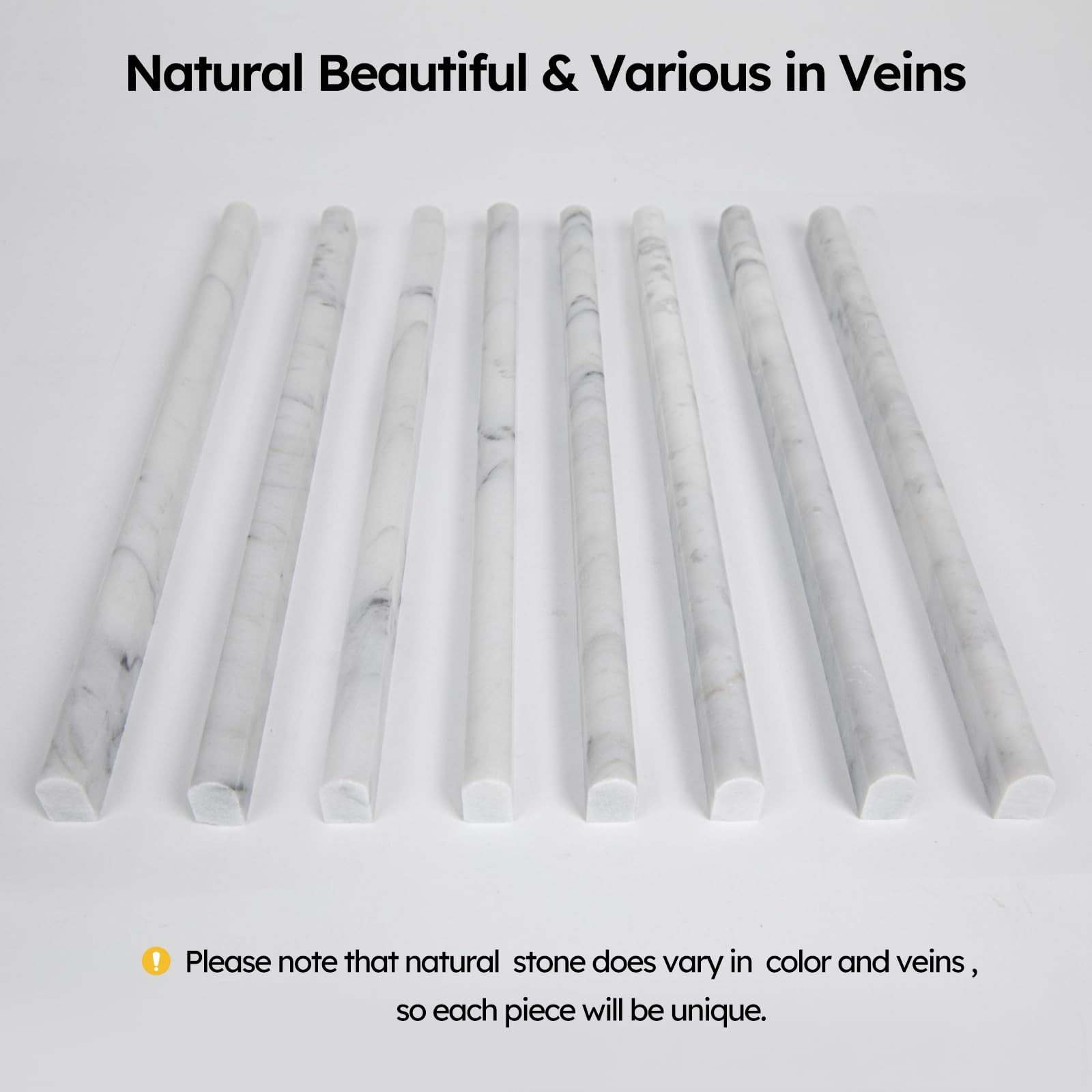 Diflart 10-Pack Carrara White Marble Pencil Liner Trim 3/512 Inch Honed Marble