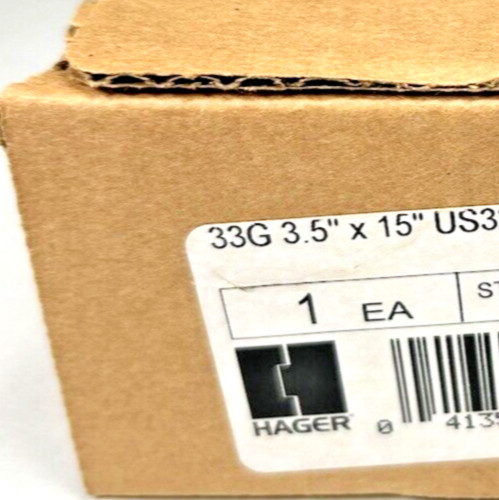 Hager 33G 3.5” X 15” US3 Push Pull Plate 052667 Polished Brass 3.5×15 8” CTC NOS