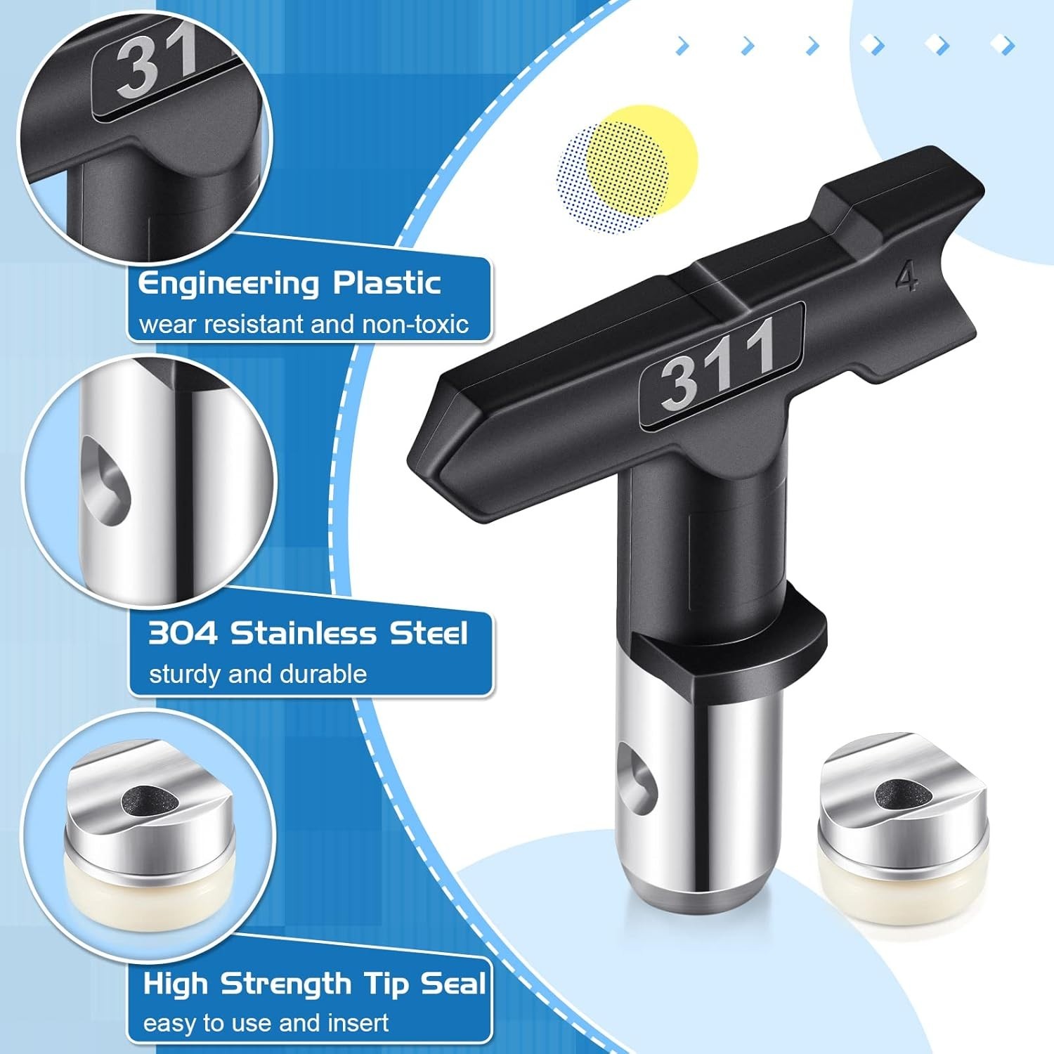 5 Pcs Reversible Airless Spray Tips Set 109 213 311 315 413, Tungsten Carbide…
