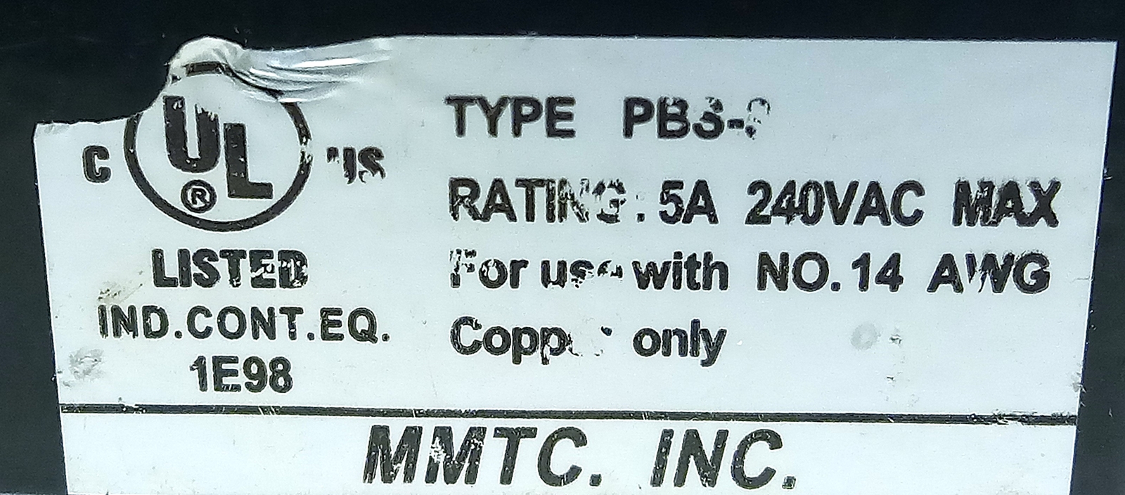 MMTC PBS-3 02-103 240 V AC 5 A NEMA 1 Pushbutton Station for Garage Door